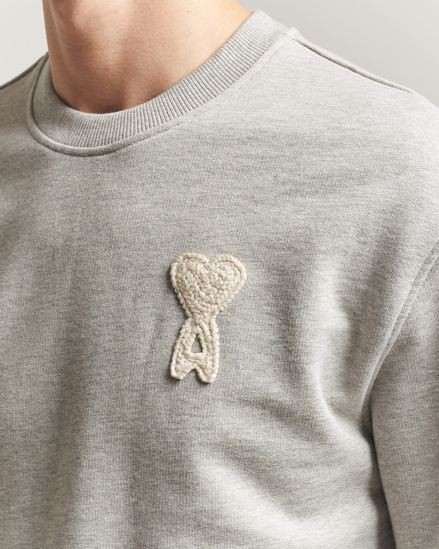 Homme | Pulls Et Tricots | AMI | Knitted Heart Logo Sweatshirt Grey Melange