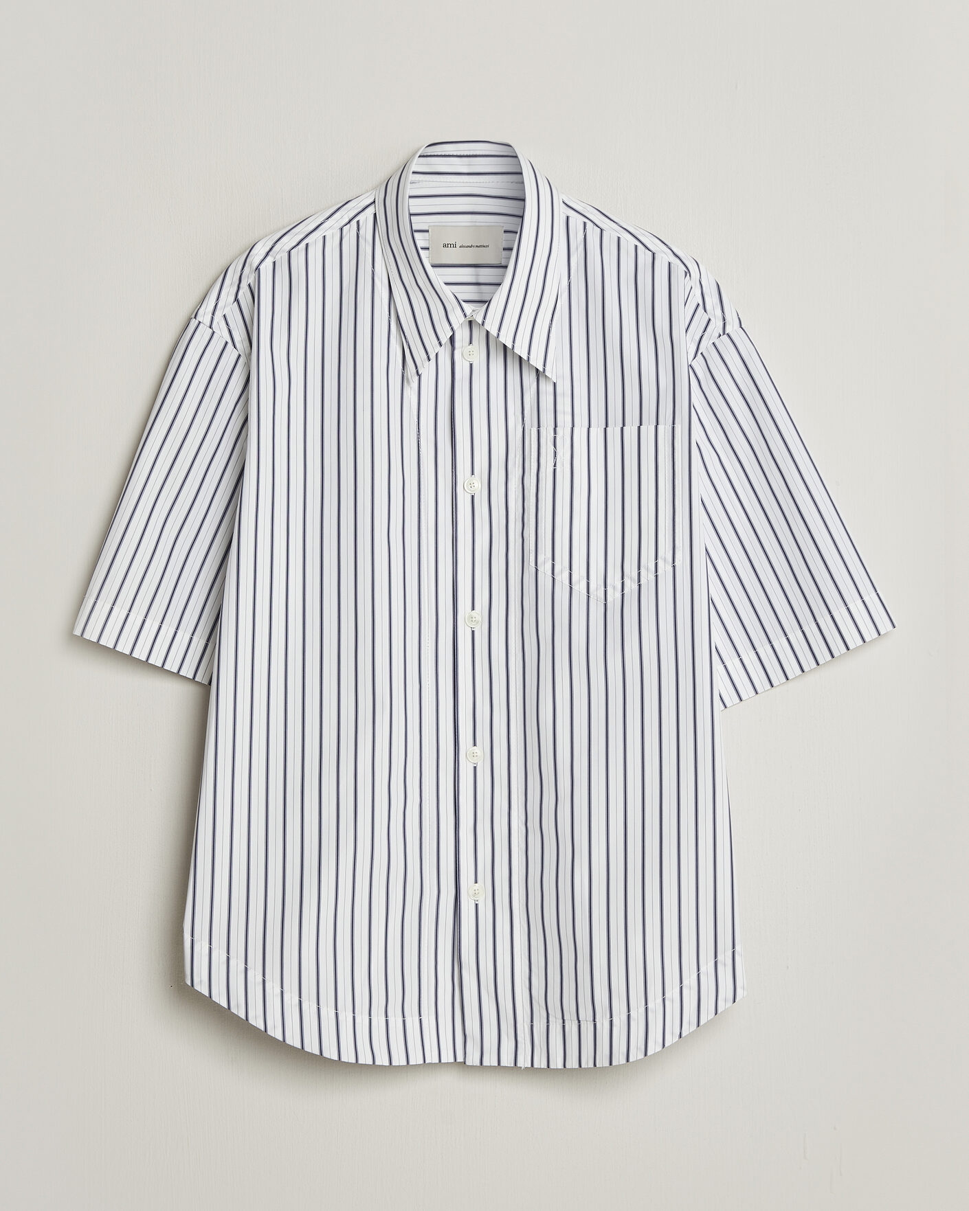 Homme | Chemises | AMI | Short Sleeve Camp Collar Shirt White/Blue