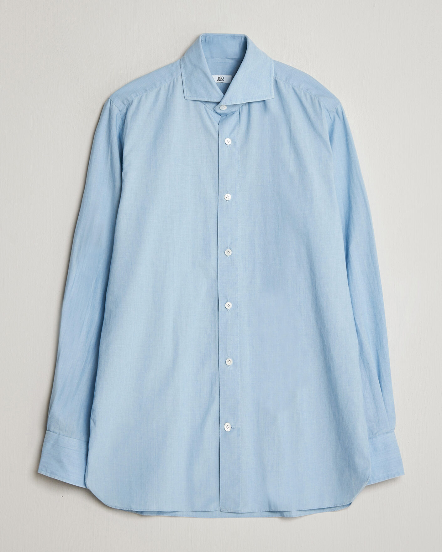 Homme | Chemises | 100Hands | Light Cotton Voile Denim Shirt Blue
