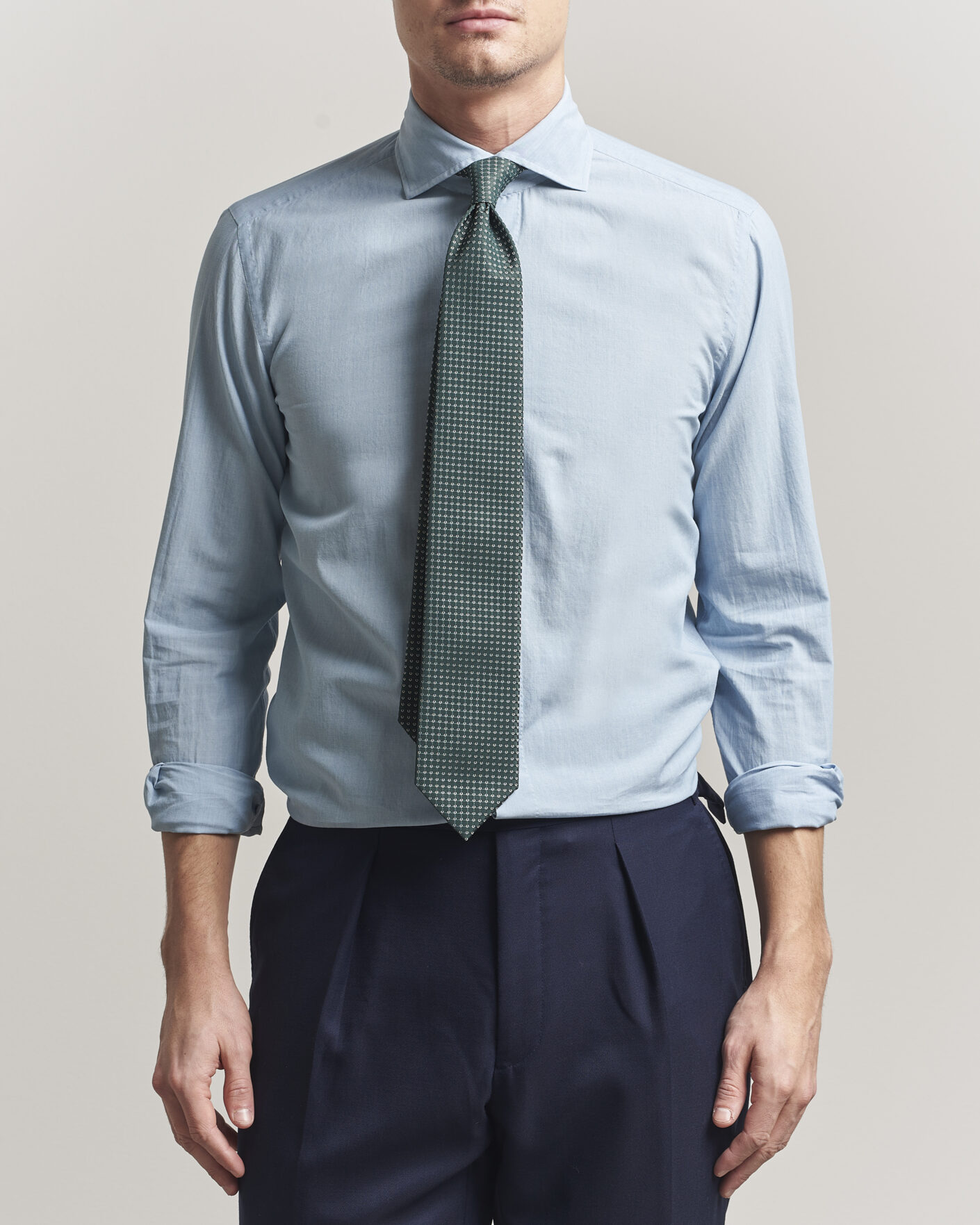 Homme | Chemises | 100Hands | Light Cotton Voile Denim Shirt Blue