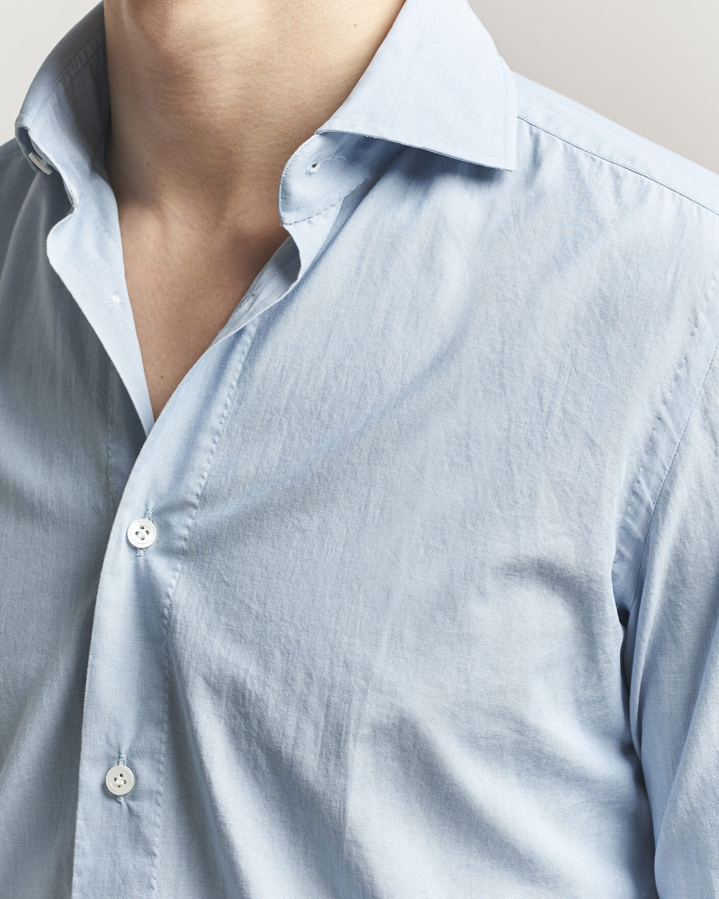 Homme | Chemises | 100Hands | Light Cotton Voile Denim Shirt Blue