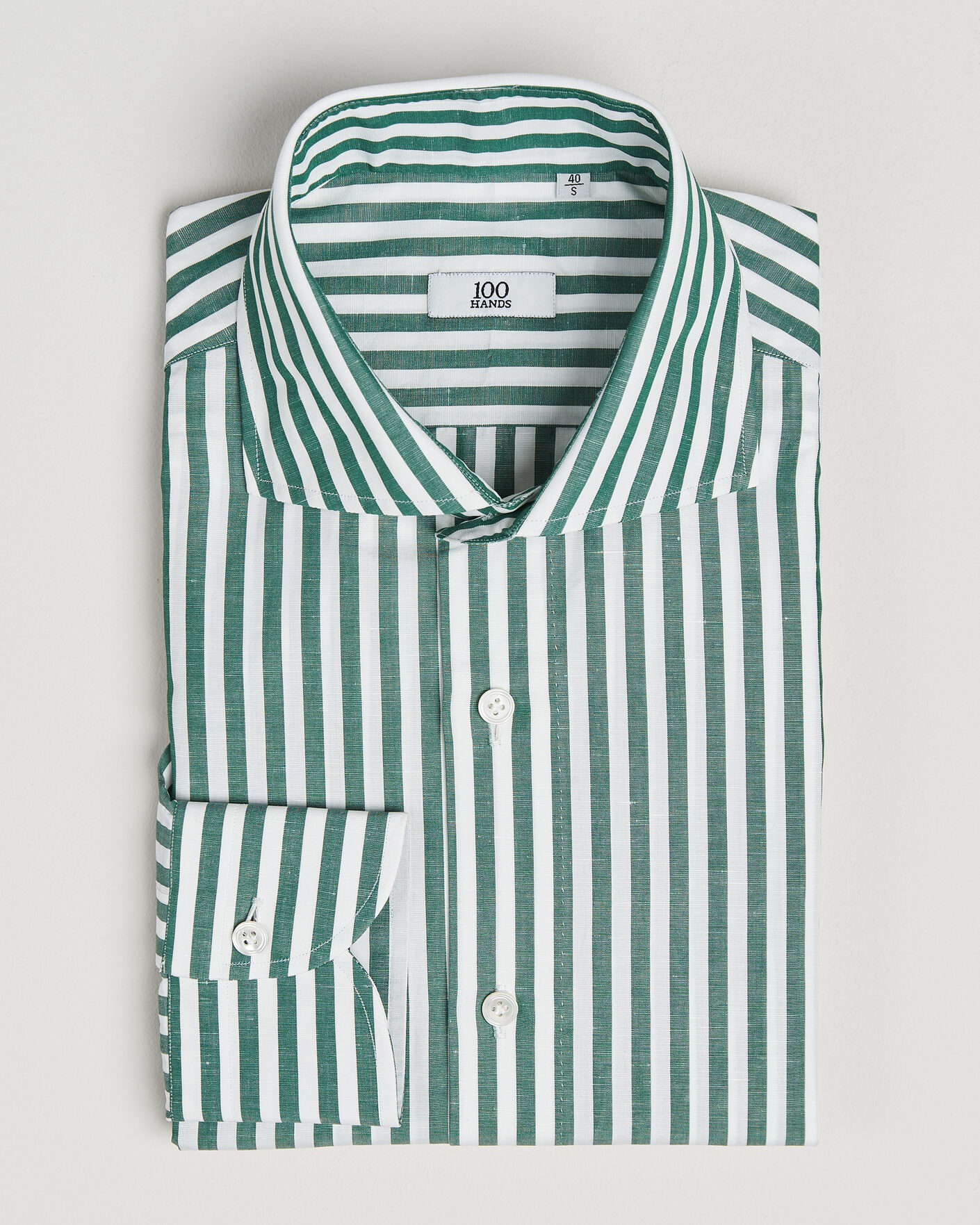 Homme | Chemises | 100Hands | Cotton/Linen Bengal Stripe Shirt Green