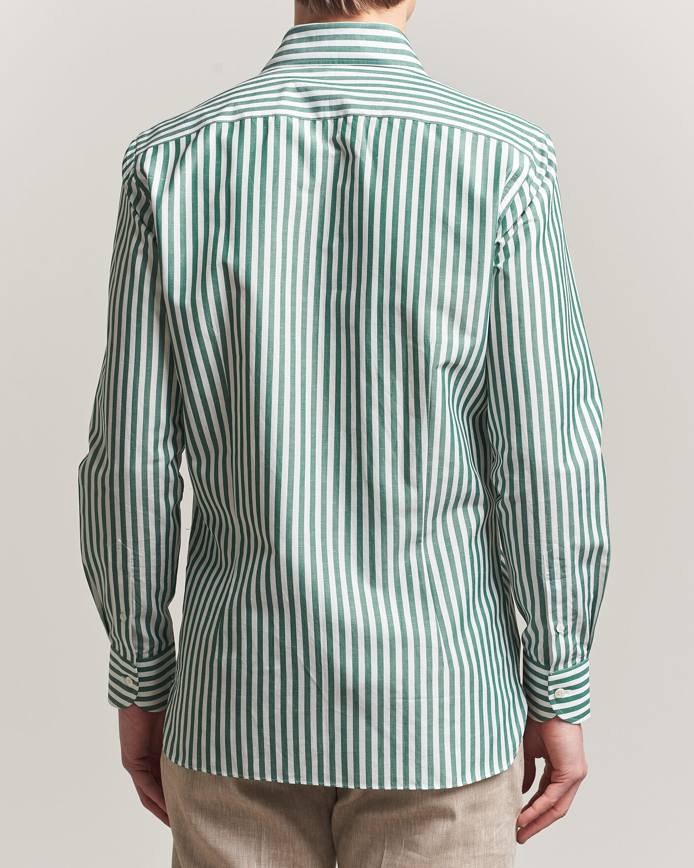 Homme | Chemises | 100Hands | Cotton/Linen Bengal Stripe Shirt Green