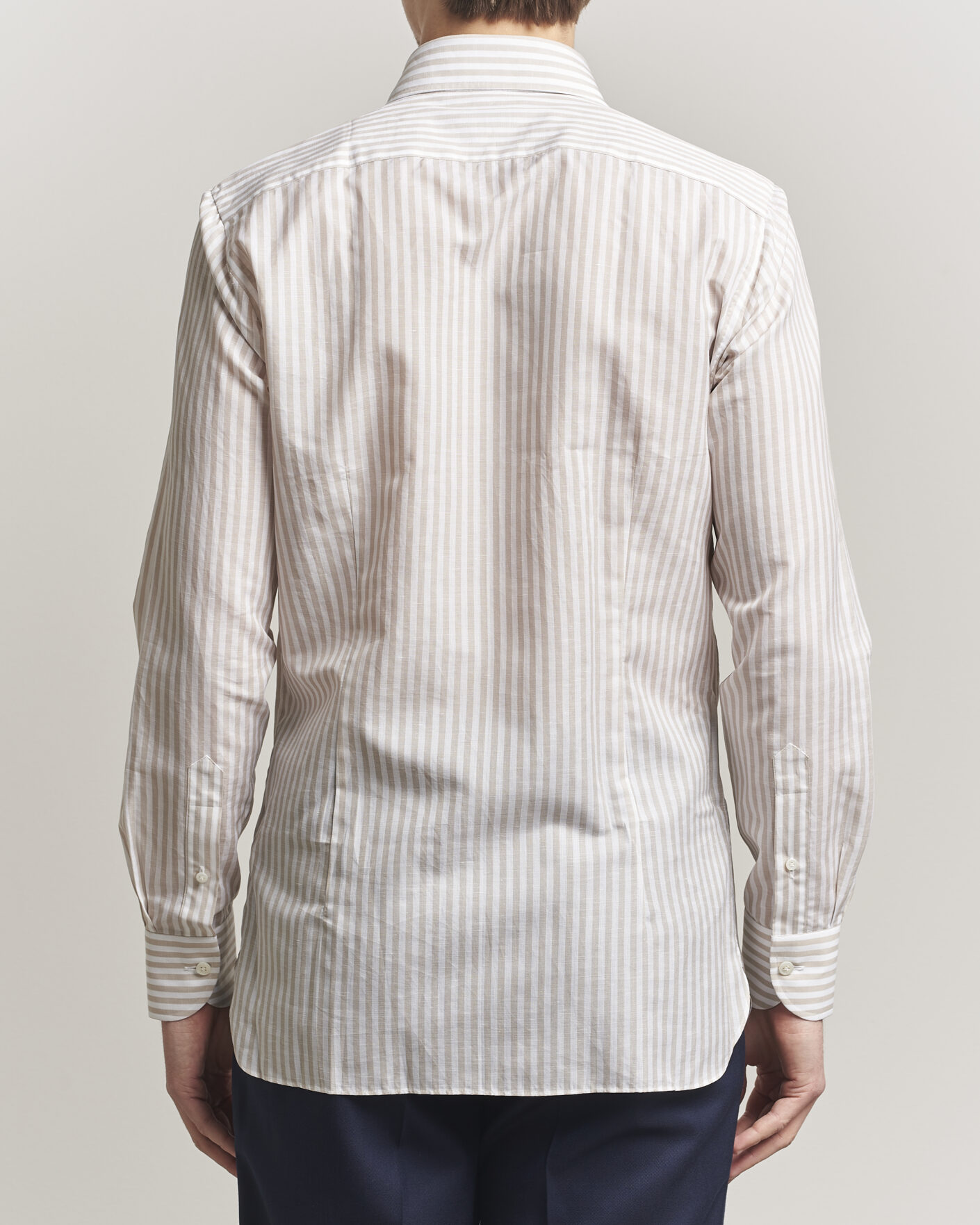 Homme | Chemises | 100Hands | Cotton/Linen Bengal Stripe Shirt Light Brown