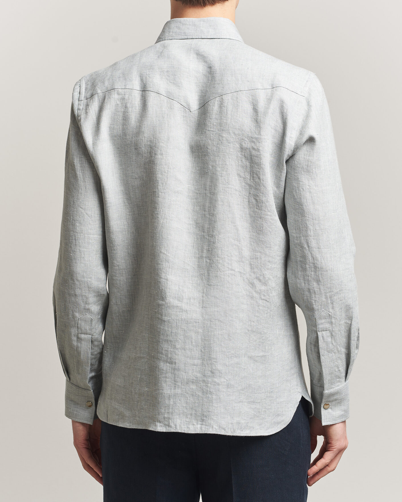 Homme | Chemises | 100Hands | Two Pocket Western Linen Shirt Mint Green