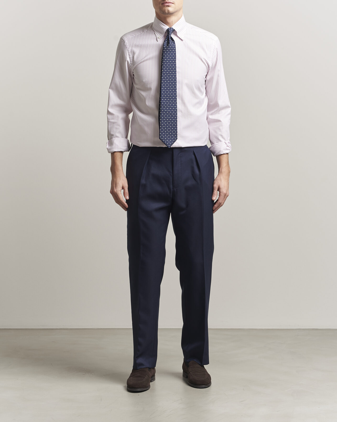 Homme | Chemises | 100Hands | Washed Striped Oxford Shirt Lavender