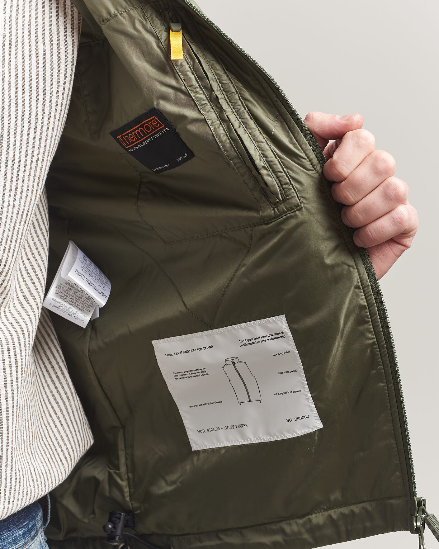 Homme | Gilets | Aspesi | Vernes Nylon Gilet Olive