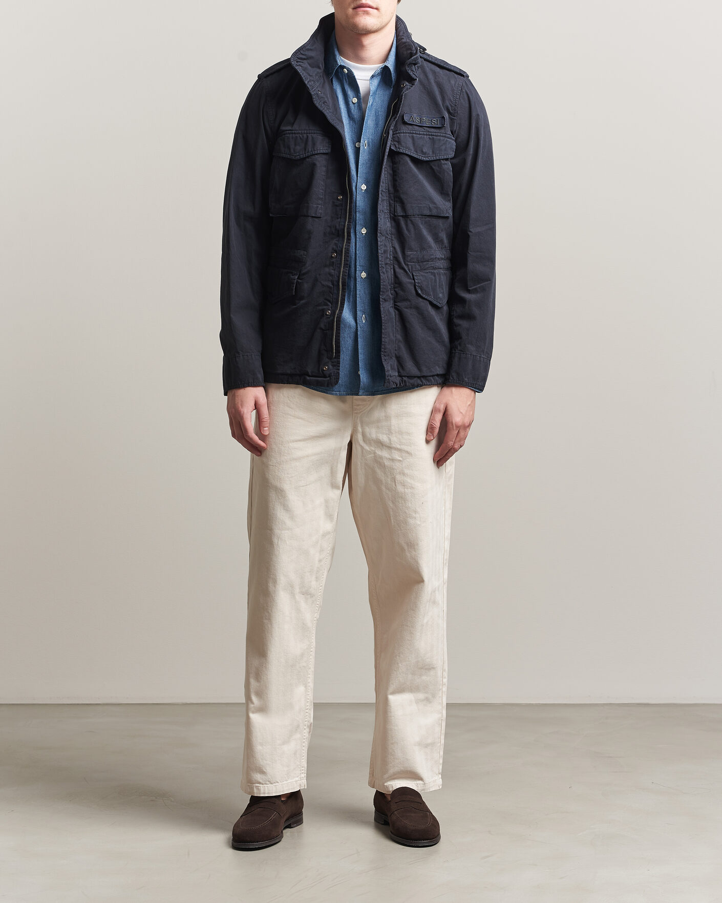 Homme | Manteaux Et Vestes | Aspesi | Washed Cotton Field Jacket Navy