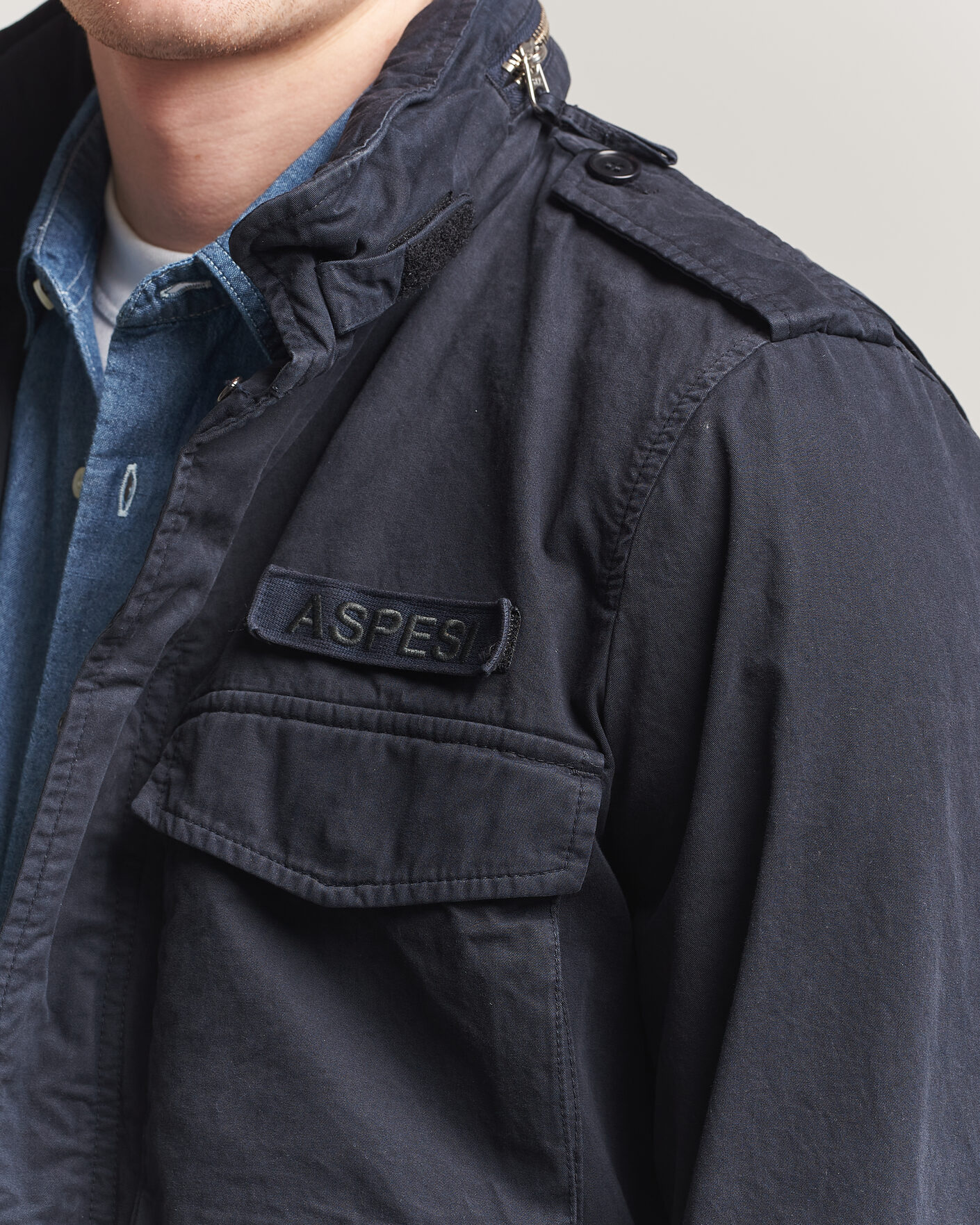 Homme | Manteaux Et Vestes | Aspesi | Washed Cotton Field Jacket Navy