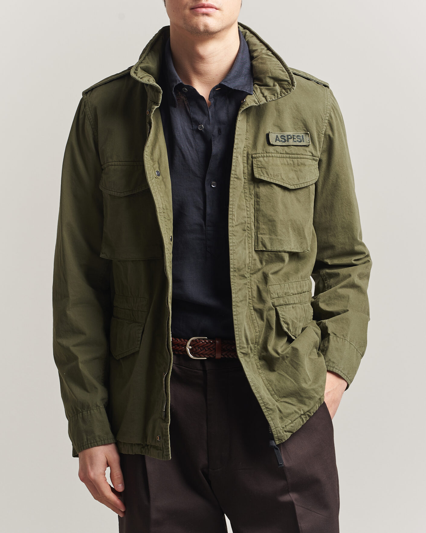 Homme | Manteaux Et Vestes | Aspesi | Washed Cotton Field Jacket Military
