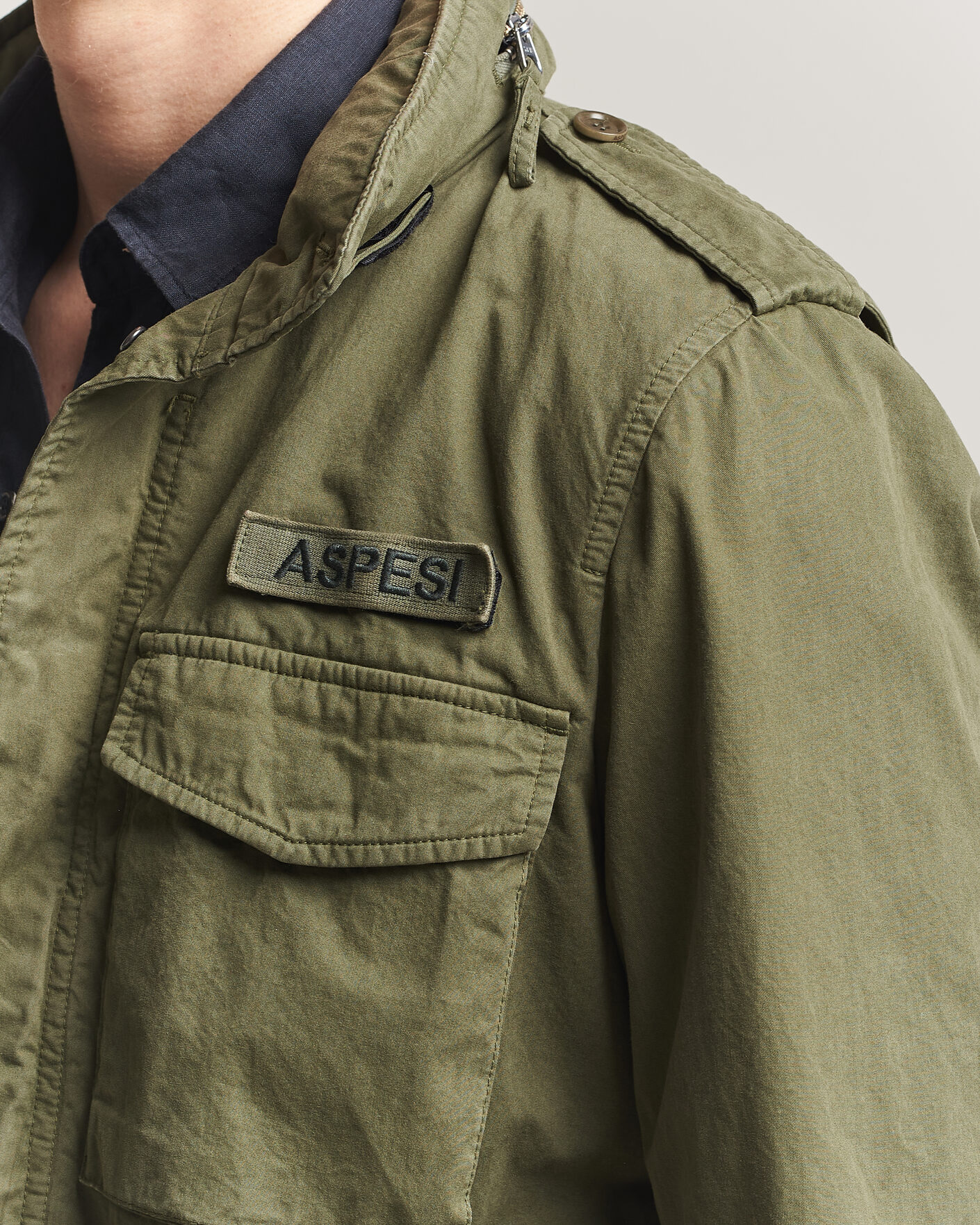 Homme | Manteaux Et Vestes | Aspesi | Washed Cotton Field Jacket Military