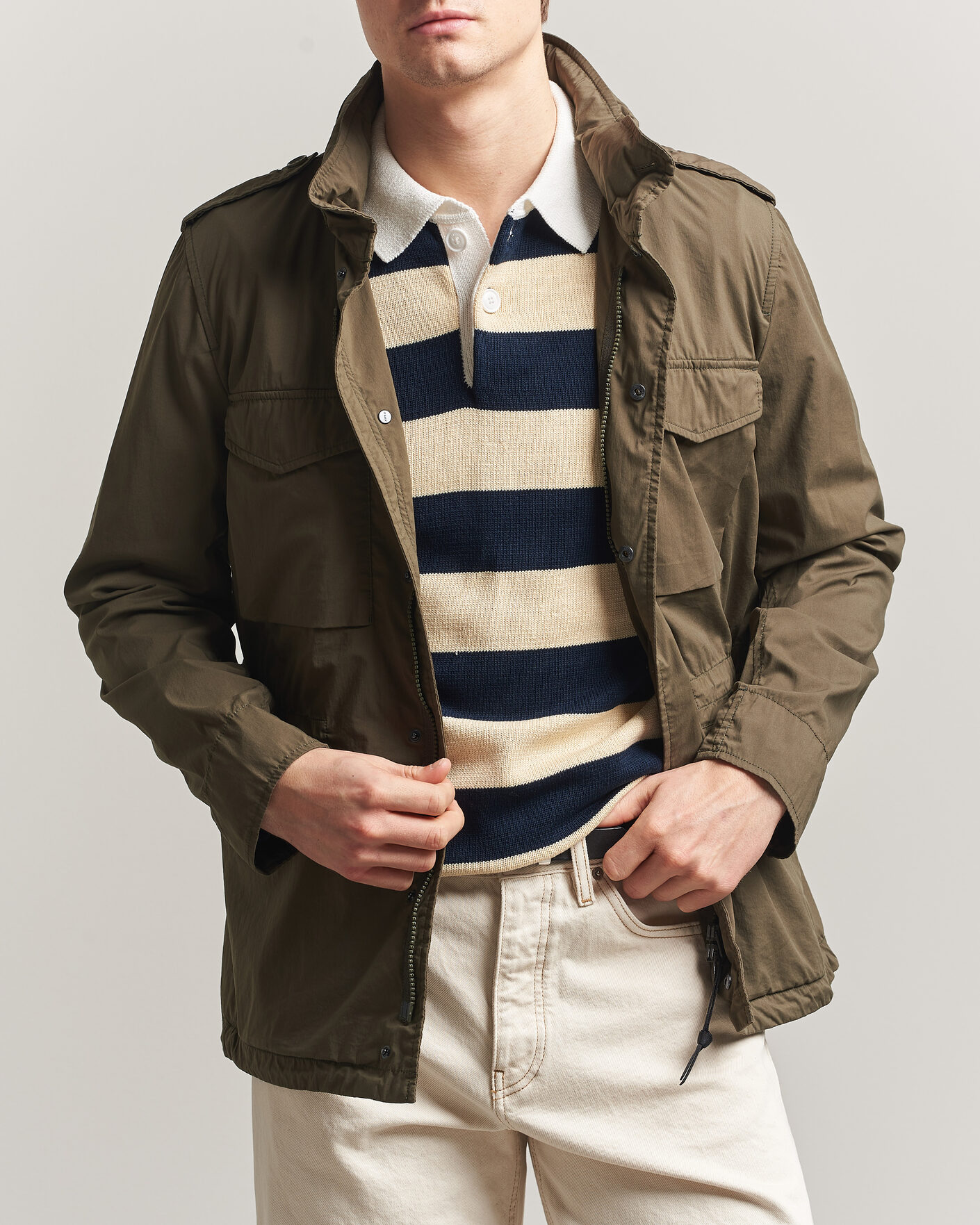 Homme | Manteaux Et Vestes | Aspesi | Lightweight Cotton Field Jacket Military