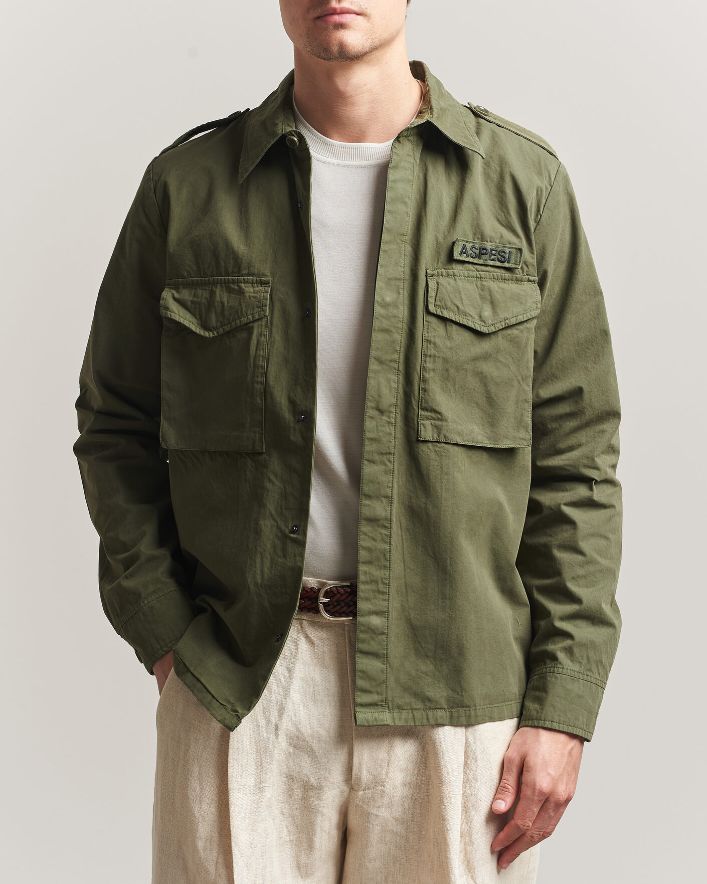 Homme | Manteaux Et Vestes | Aspesi | Cotton Field Shirt Olive