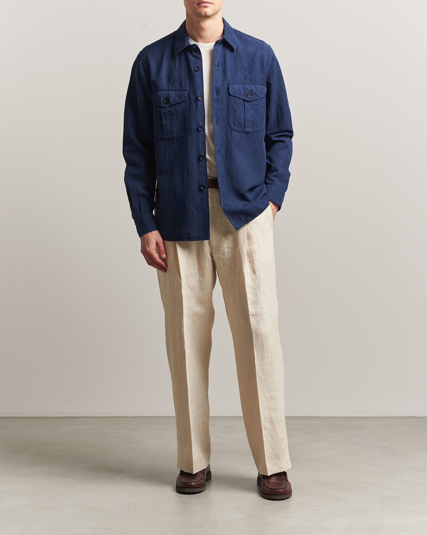 Homme | Chemises | Aspesi | Double Pocket Overshirt Navy