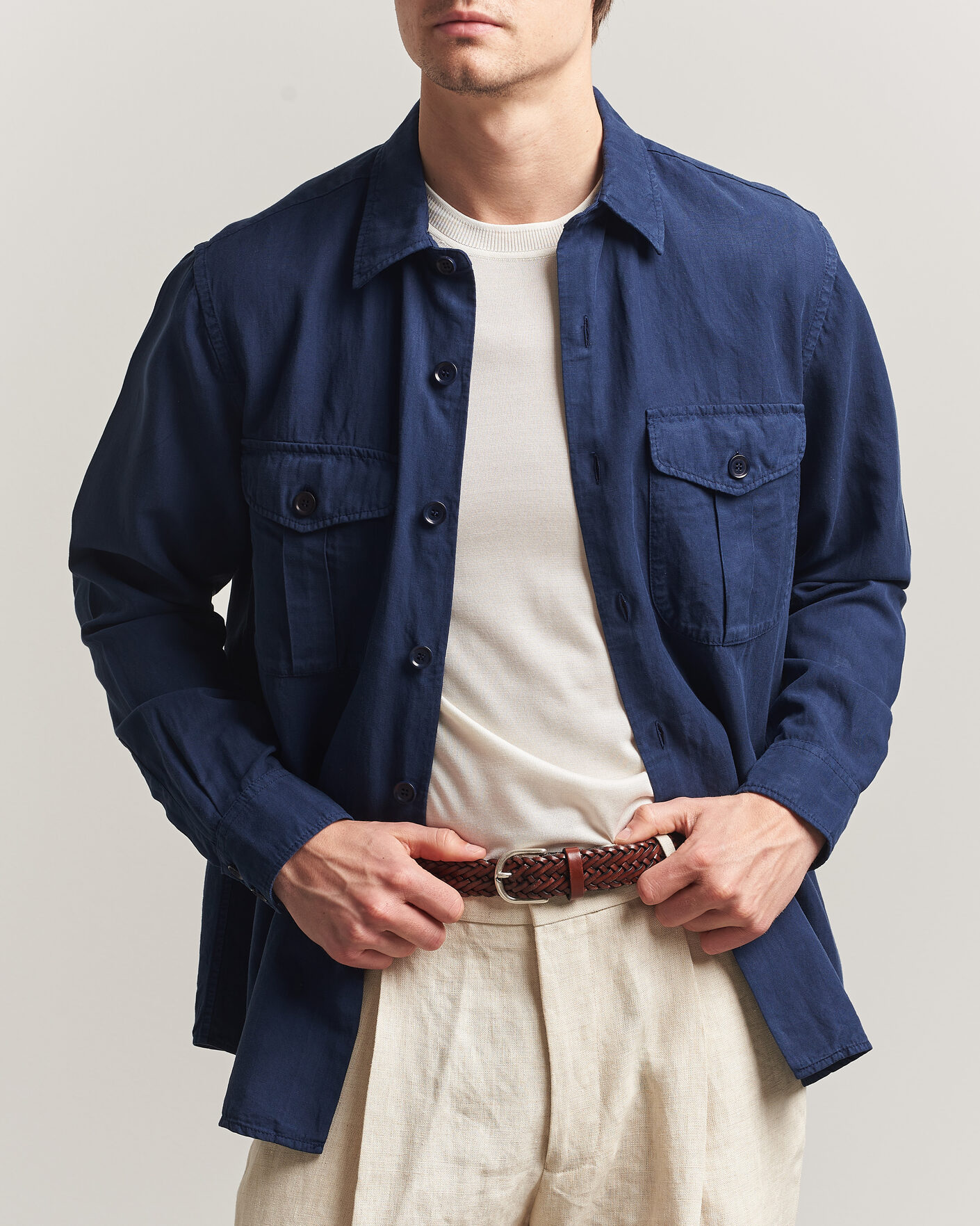 Homme | Chemises | Aspesi | Double Pocket Overshirt Navy