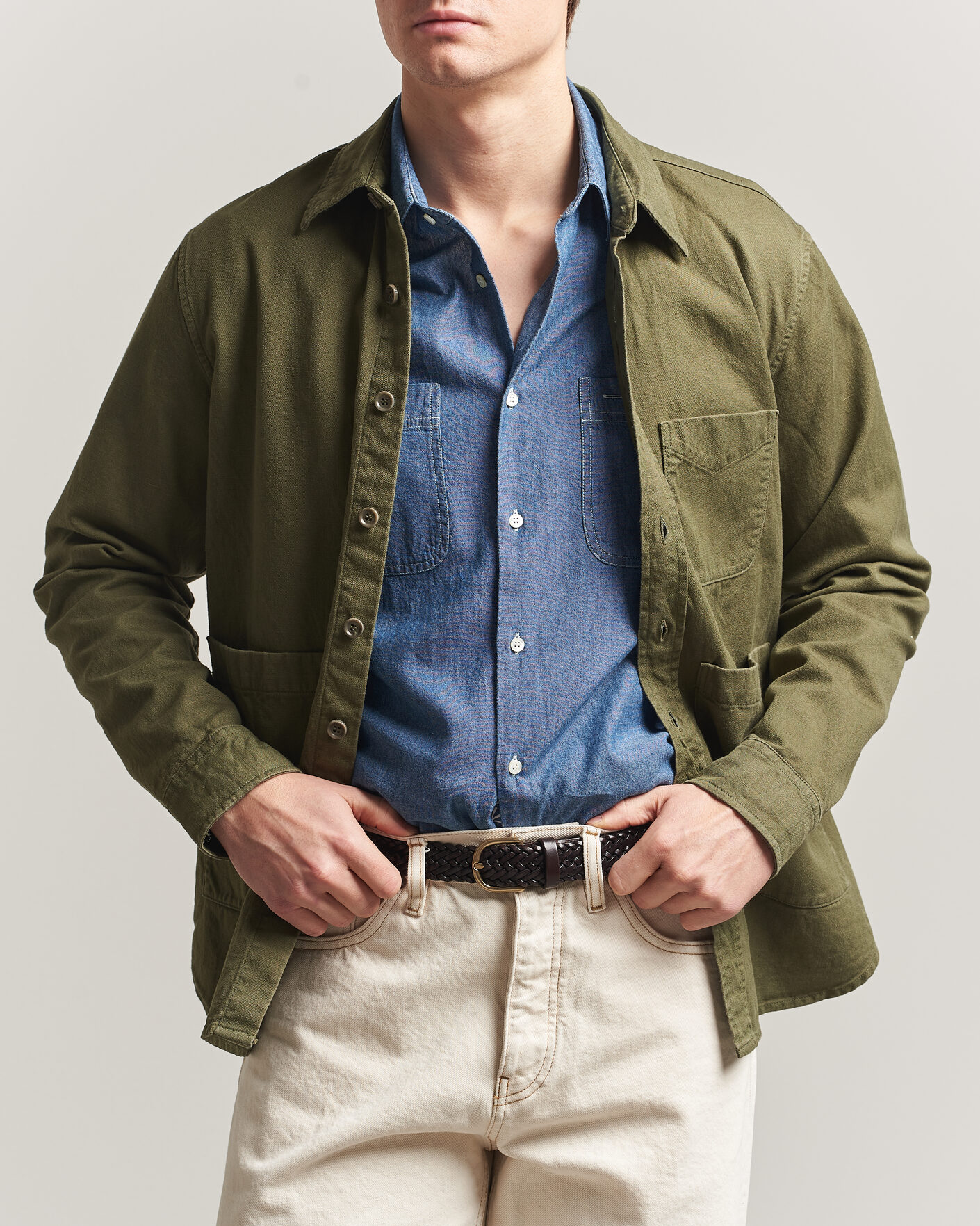 Homme | Manteaux Et Vestes | Aspesi | Garment Dyed Utility Shirt Military