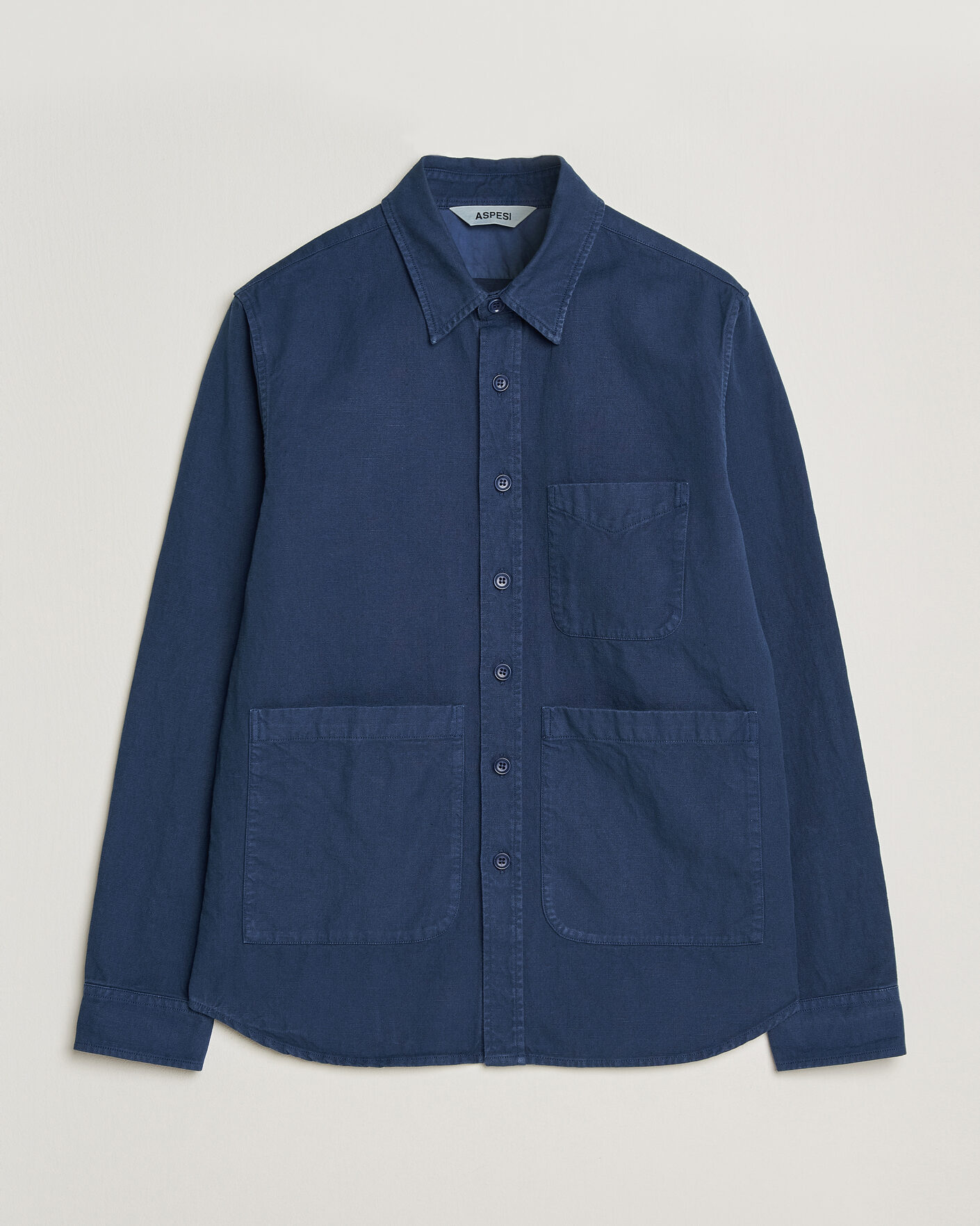 Homme | Manteaux Et Vestes | Aspesi | Garment Dyed Utility Shirt Dark Blue