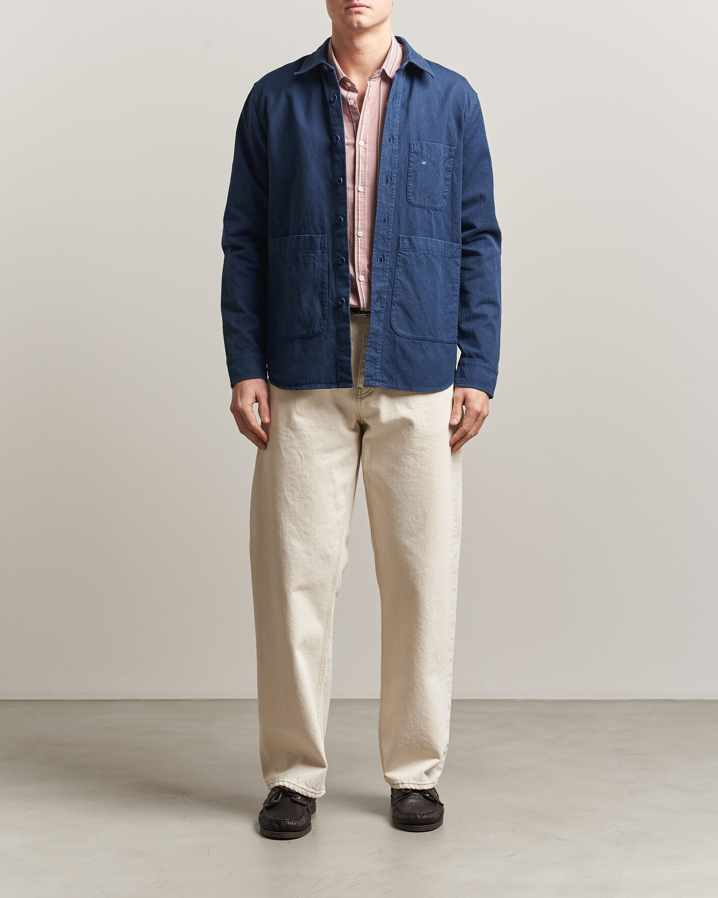 Homme | Manteaux Et Vestes | Aspesi | Garment Dyed Utility Shirt Dark Blue