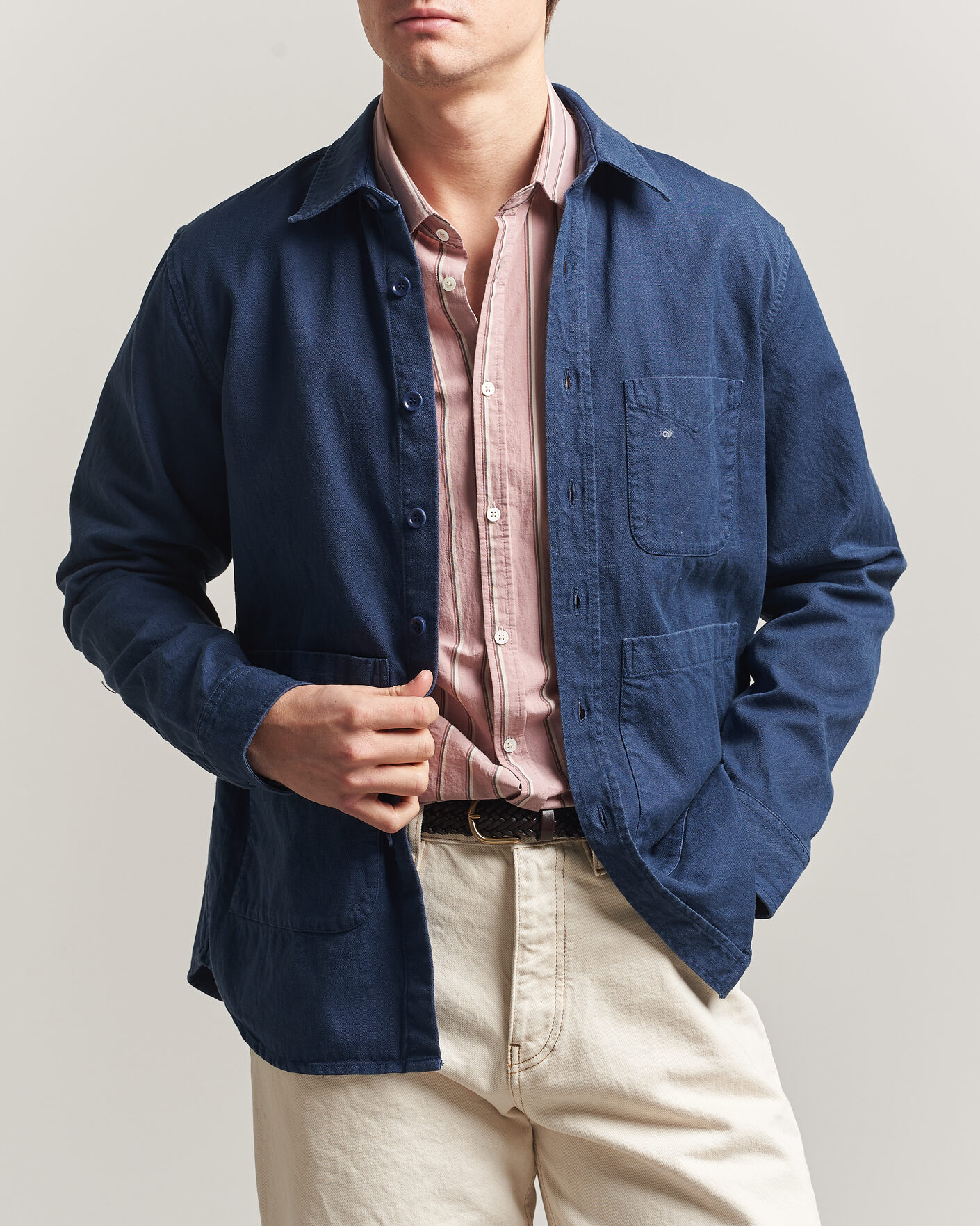 Homme | Manteaux Et Vestes | Aspesi | Garment Dyed Utility Shirt Dark Blue