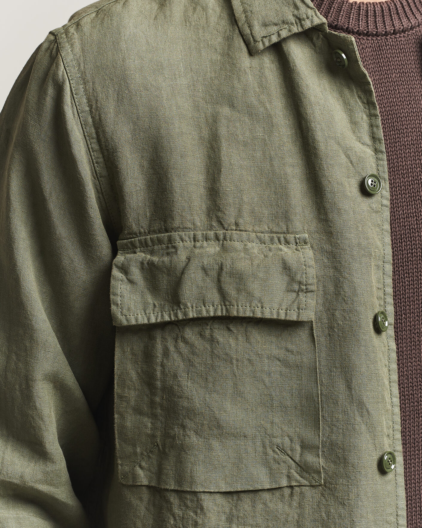 Homme | Manteaux Et Vestes | Aspesi | Linen Overshirt Military