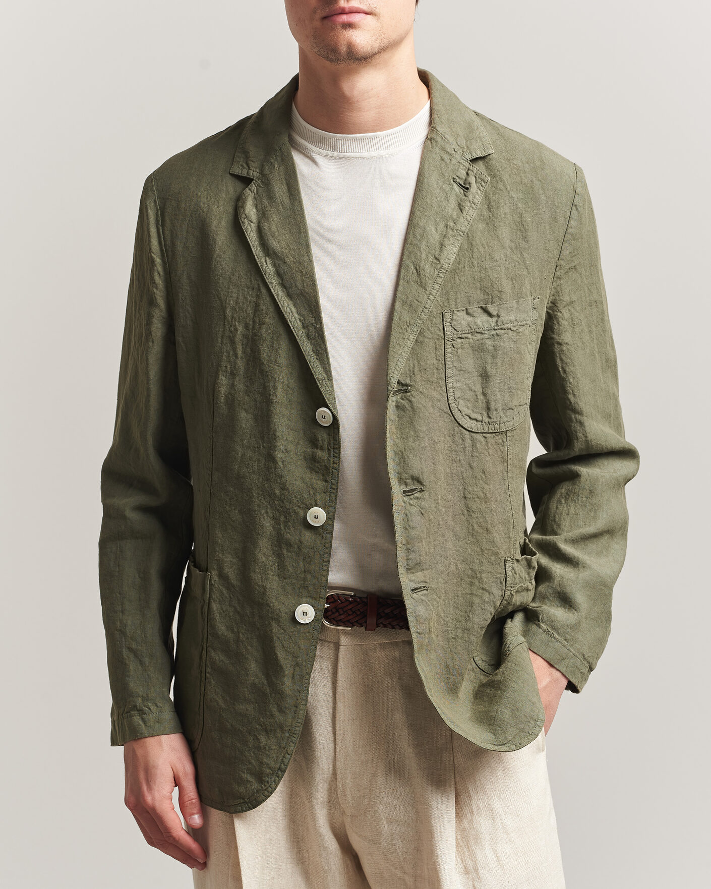 Homme | Blazers | Aspesi | Samuraki Linen Blazer Military