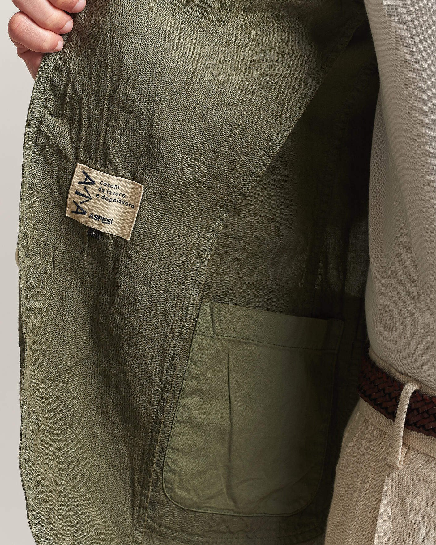 Homme | Blazers | Aspesi | Samuraki Linen Blazer Military