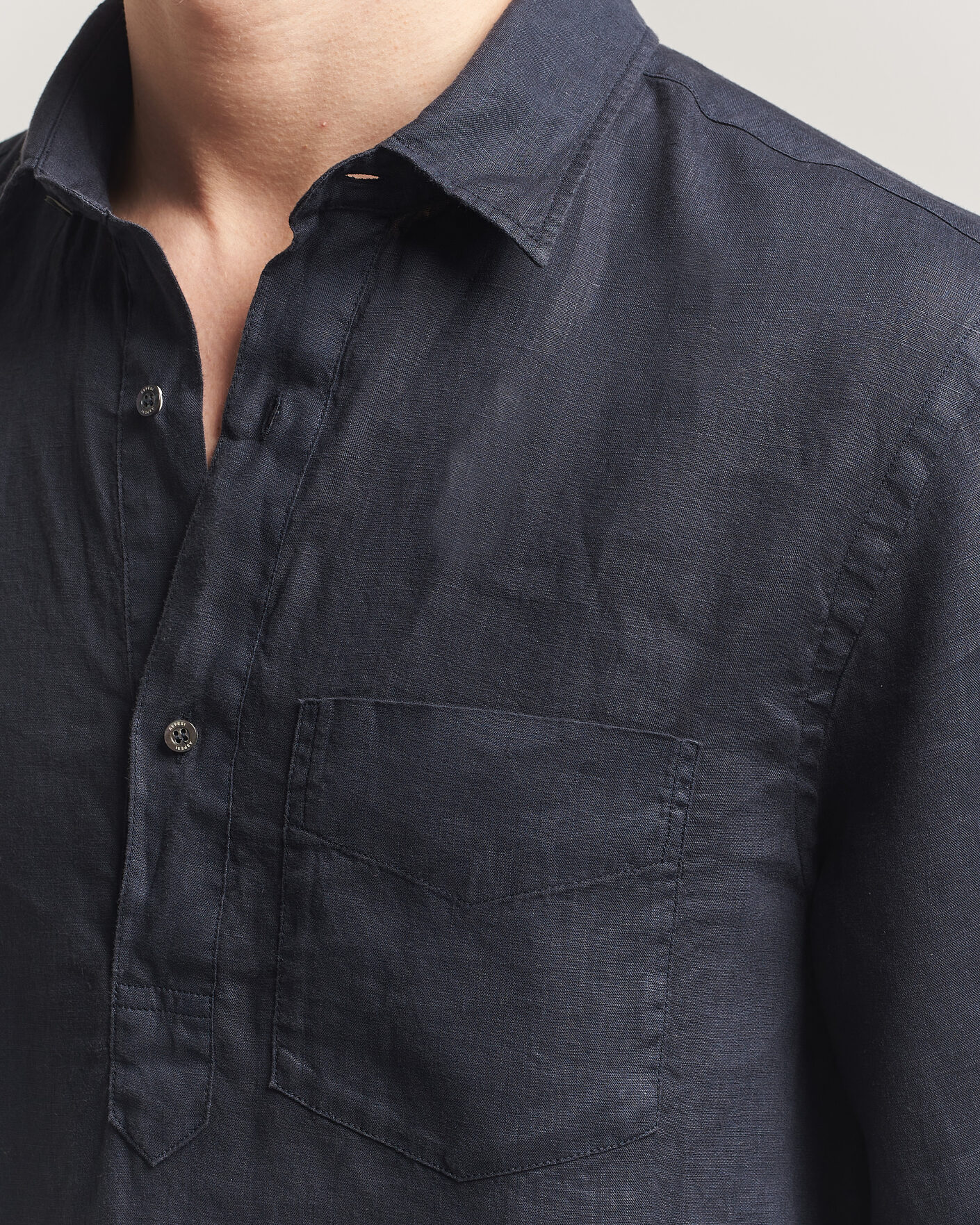 Homme | Chemises | Aspesi | Popover Linen Shirt Navy
