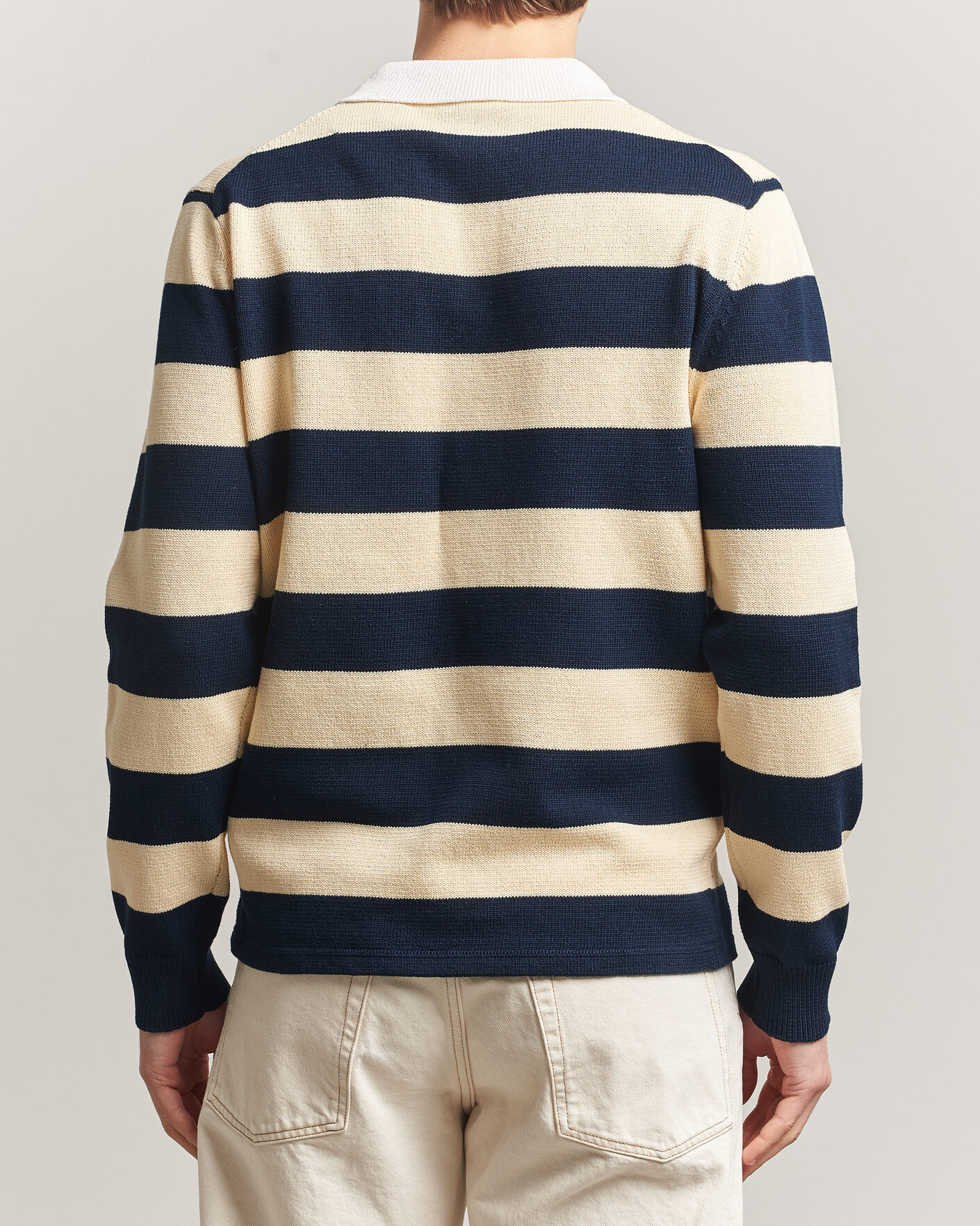 Homme | Pulls Et Tricots | Aspesi | Long Sleeve Knitted Polo Navy/Ecru