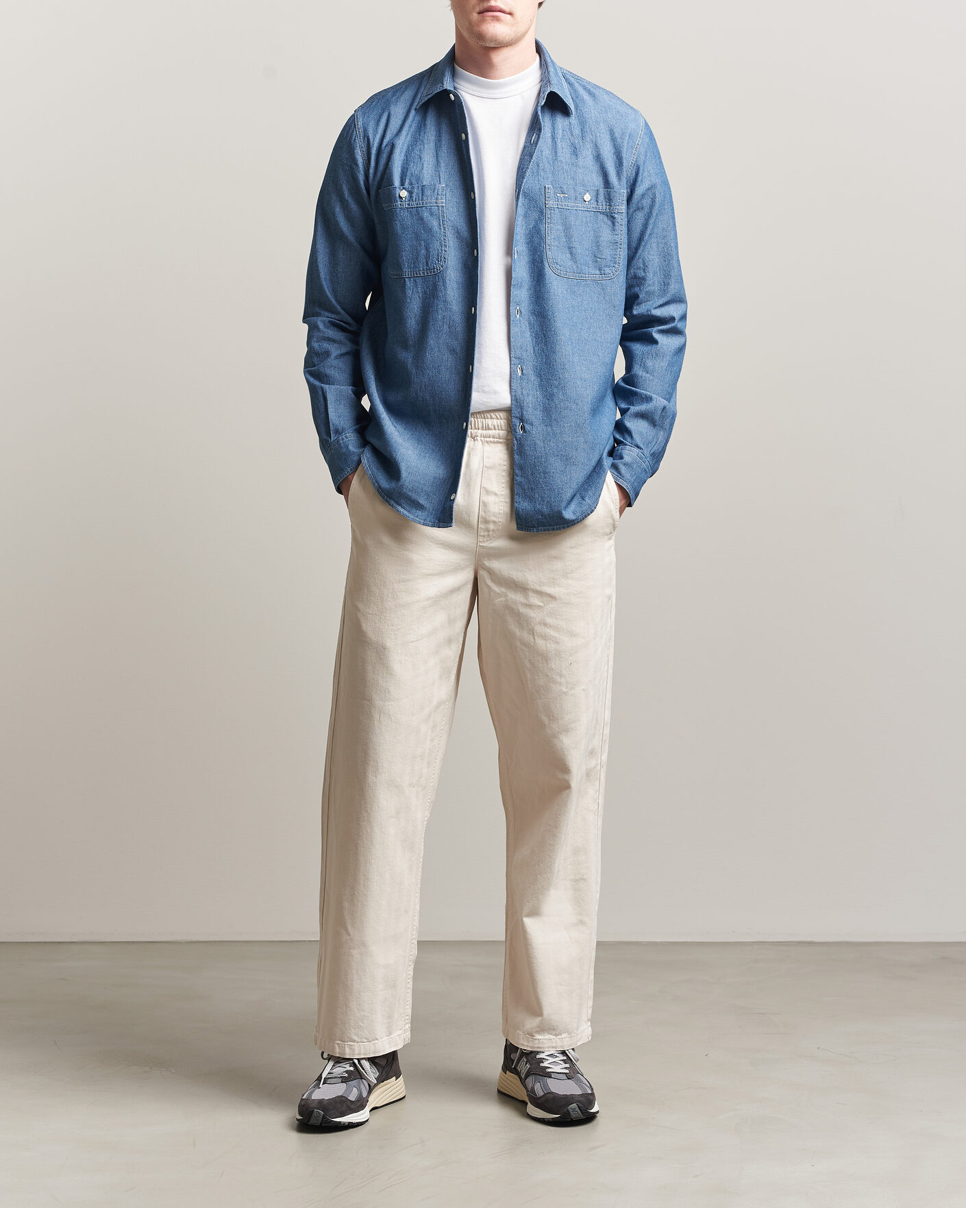 Homme | Chemises | Aspesi | Chambray Work Shirt Medium Blue