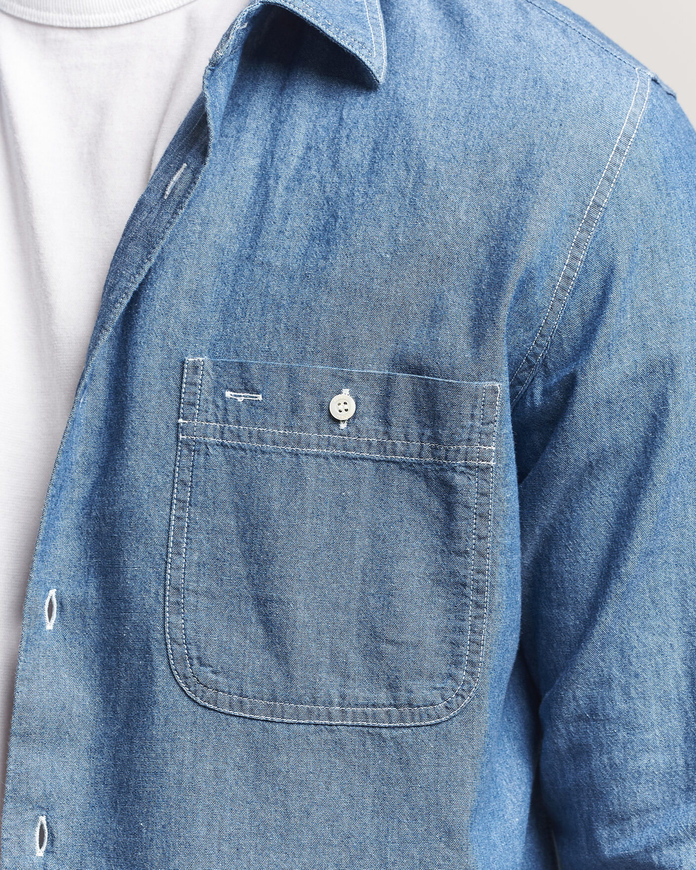 Homme | Chemises | Aspesi | Chambray Work Shirt Medium Blue