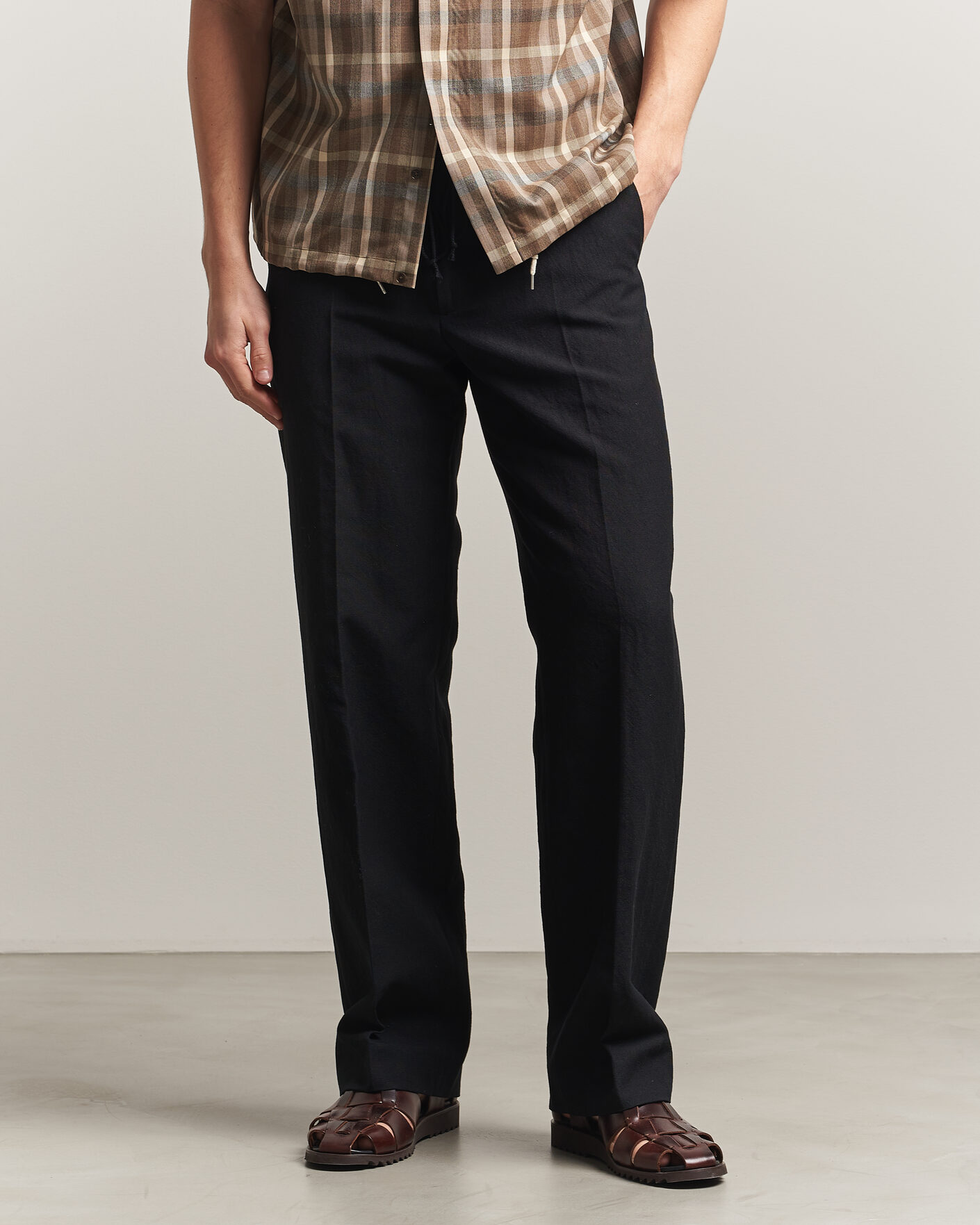 Homme | Pantalons | Auralee | Wool/Linen Ox Drawstring Pants Black