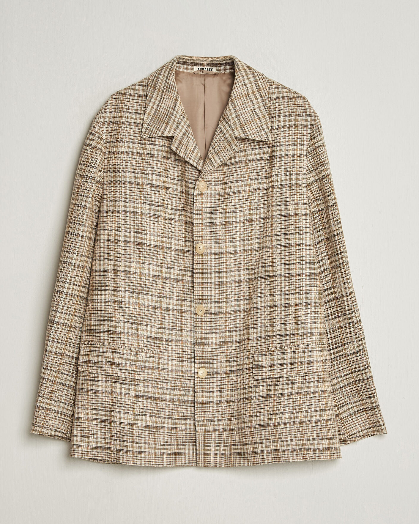 Homme | Manteaux Et Vestes | Auralee | Silk/Linen Chore Jacket Beige Check