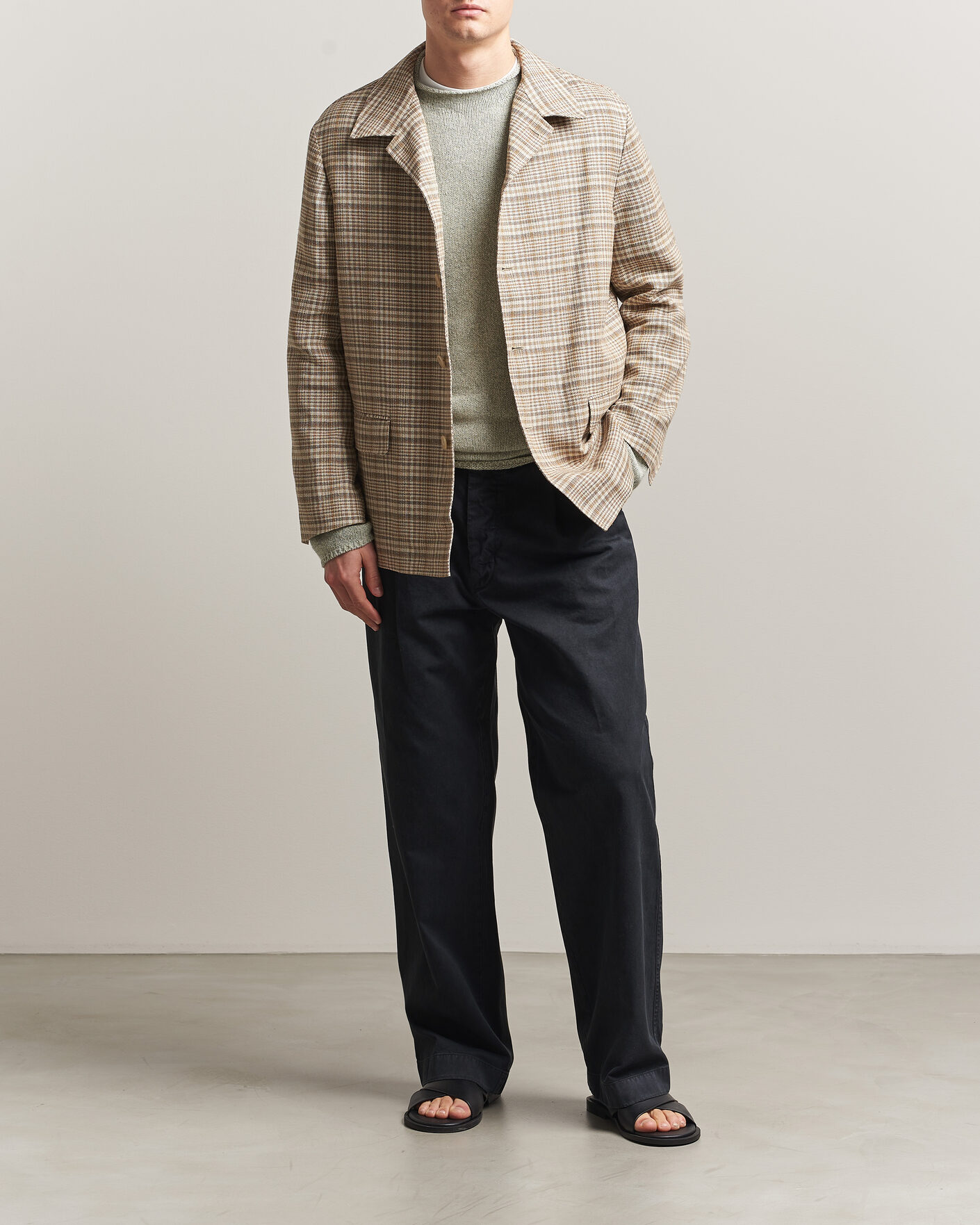 Homme | Manteaux Et Vestes | Auralee | Silk/Linen Chore Jacket Beige Check