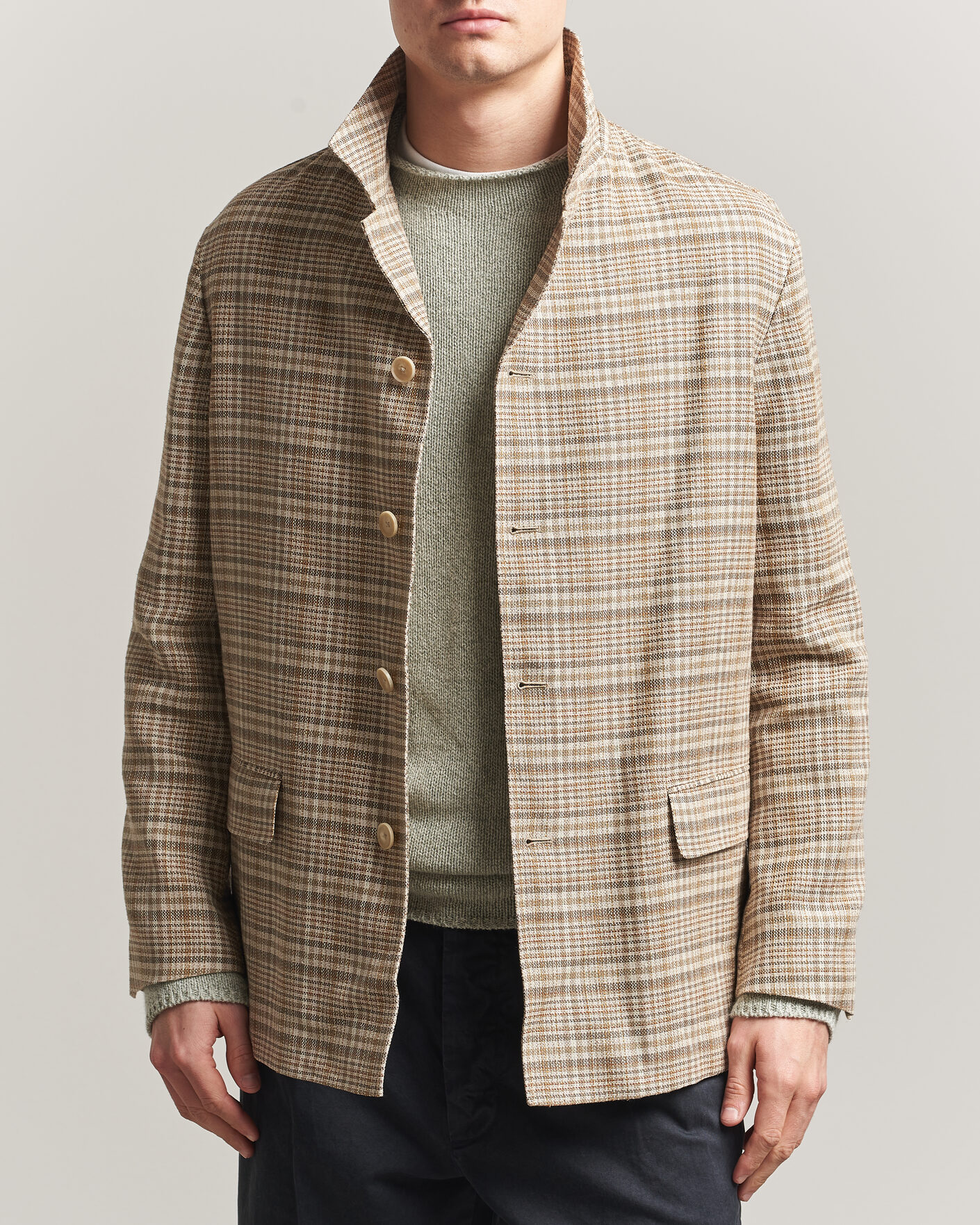 Homme | Manteaux Et Vestes | Auralee | Silk/Linen Chore Jacket Beige Check