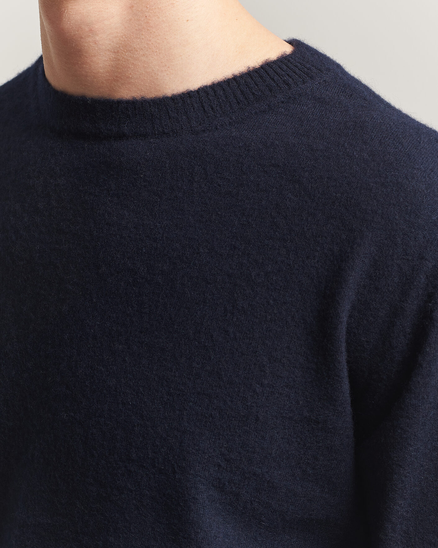 Homme | Pulls Et Tricots | Auralee | Brushed Cashmere/Cotton Crew Neck Navy
