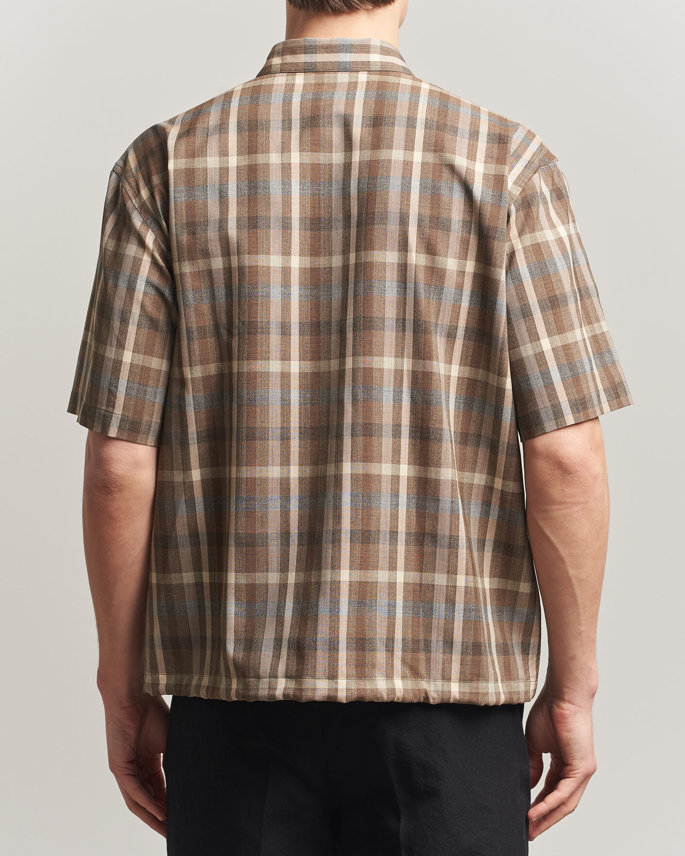 Homme | Chemises | Auralee | Tropical Wool Half Sleeve Shirt Brown Check