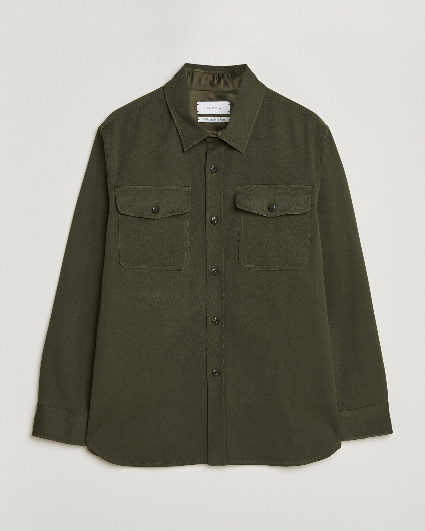 Homme | Chemises | Caruso | Twill Cotton Overshirt Dark Green
