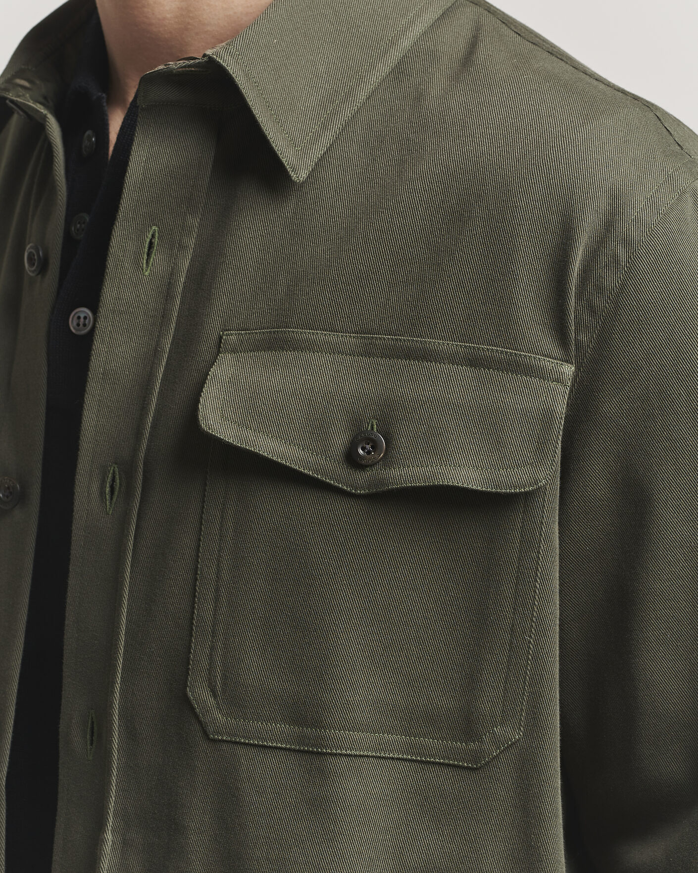Homme | Chemises | Caruso | Twill Cotton Overshirt Dark Green