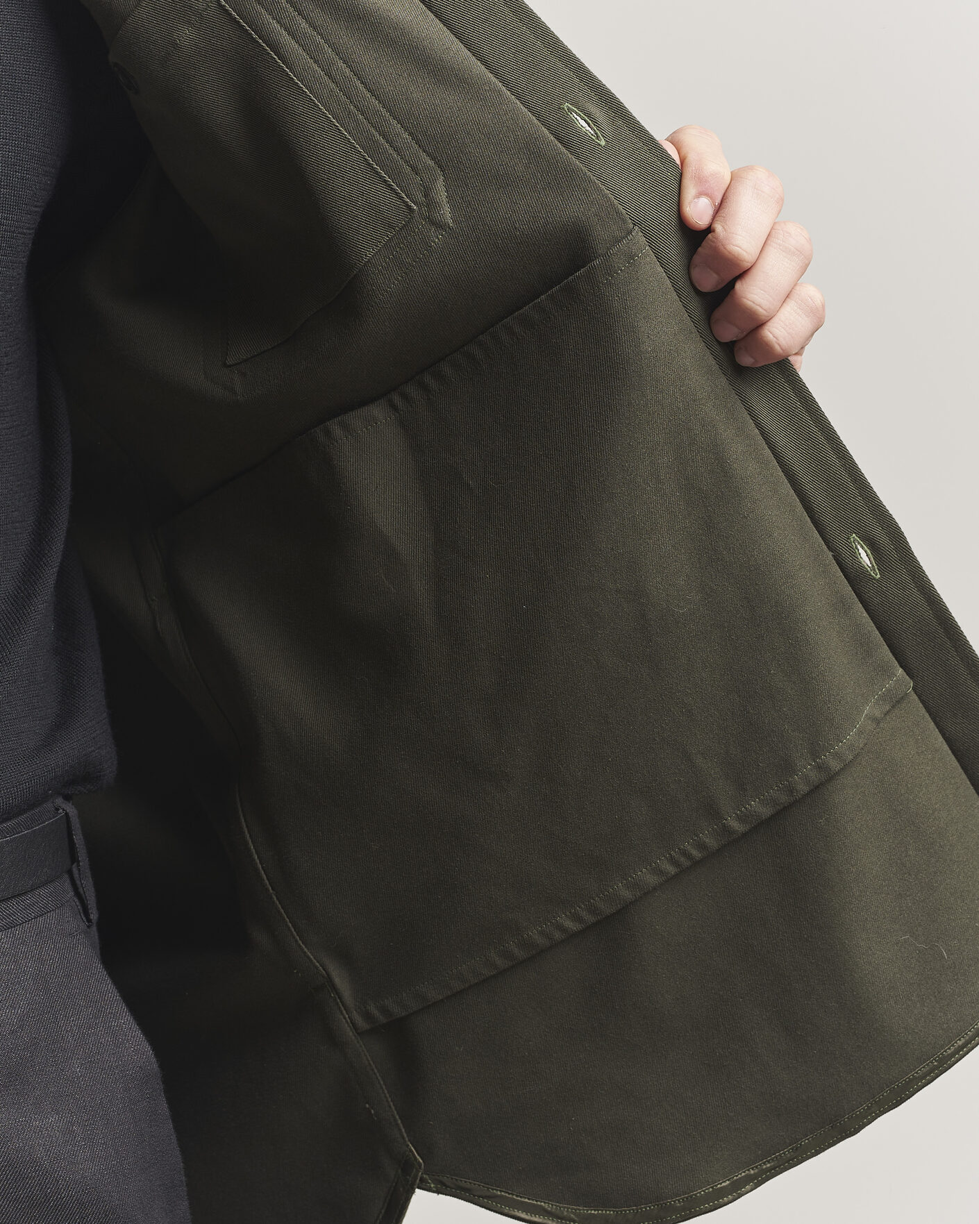 Homme | Chemises | Caruso | Twill Cotton Overshirt Dark Green