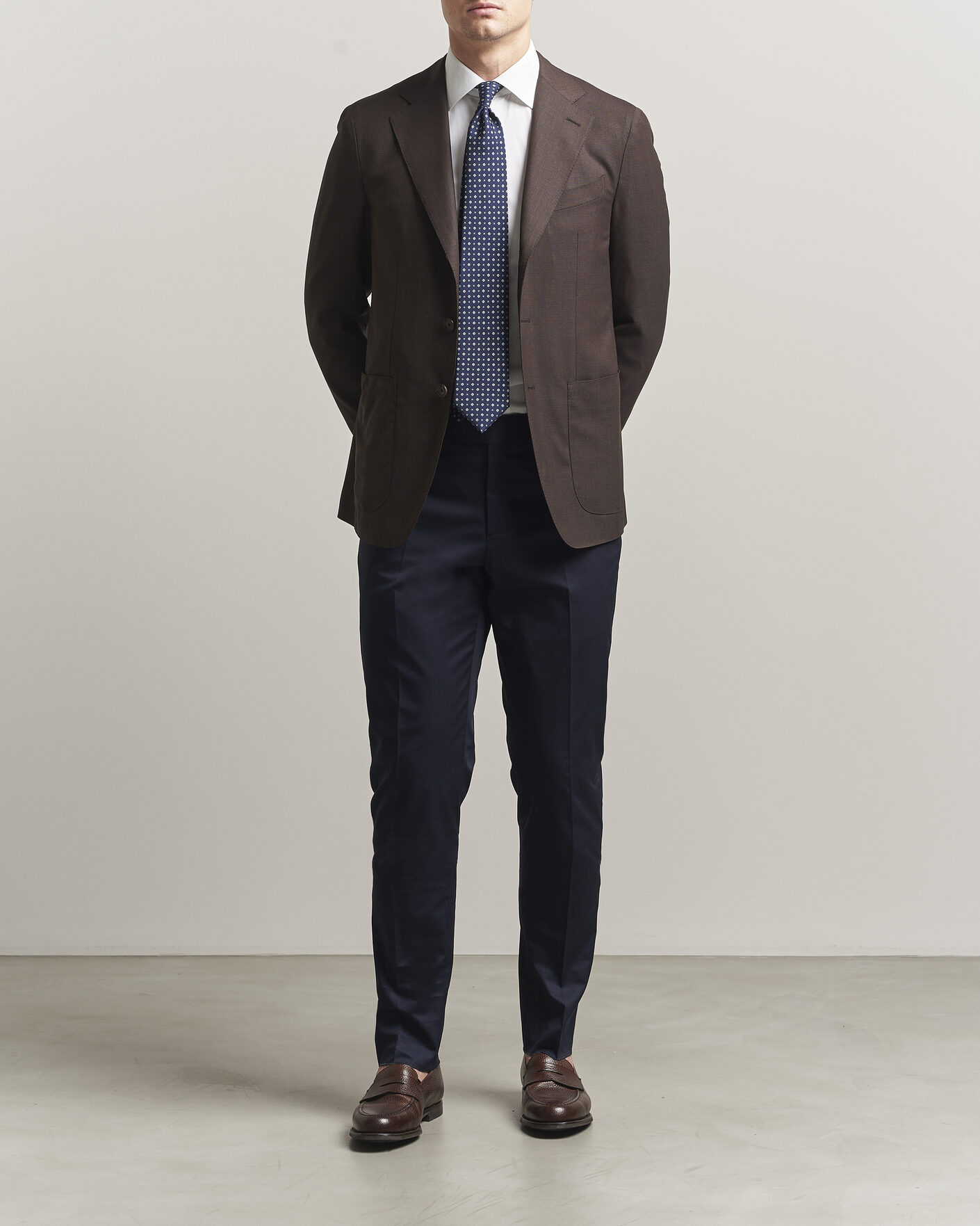 Homme | Blazers | Caruso | Aida Wool Hopsack Blazer Dark Brown