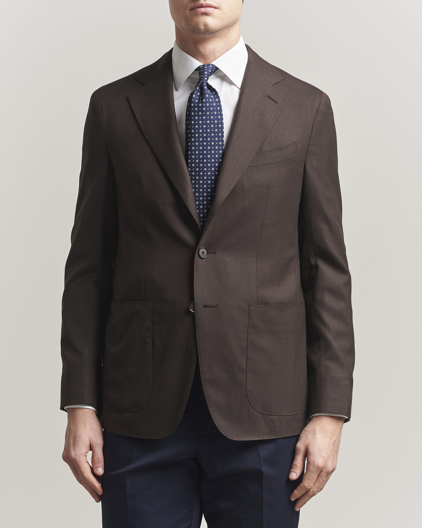 Homme | Blazers | Caruso | Aida Wool Hopsack Blazer Dark Brown