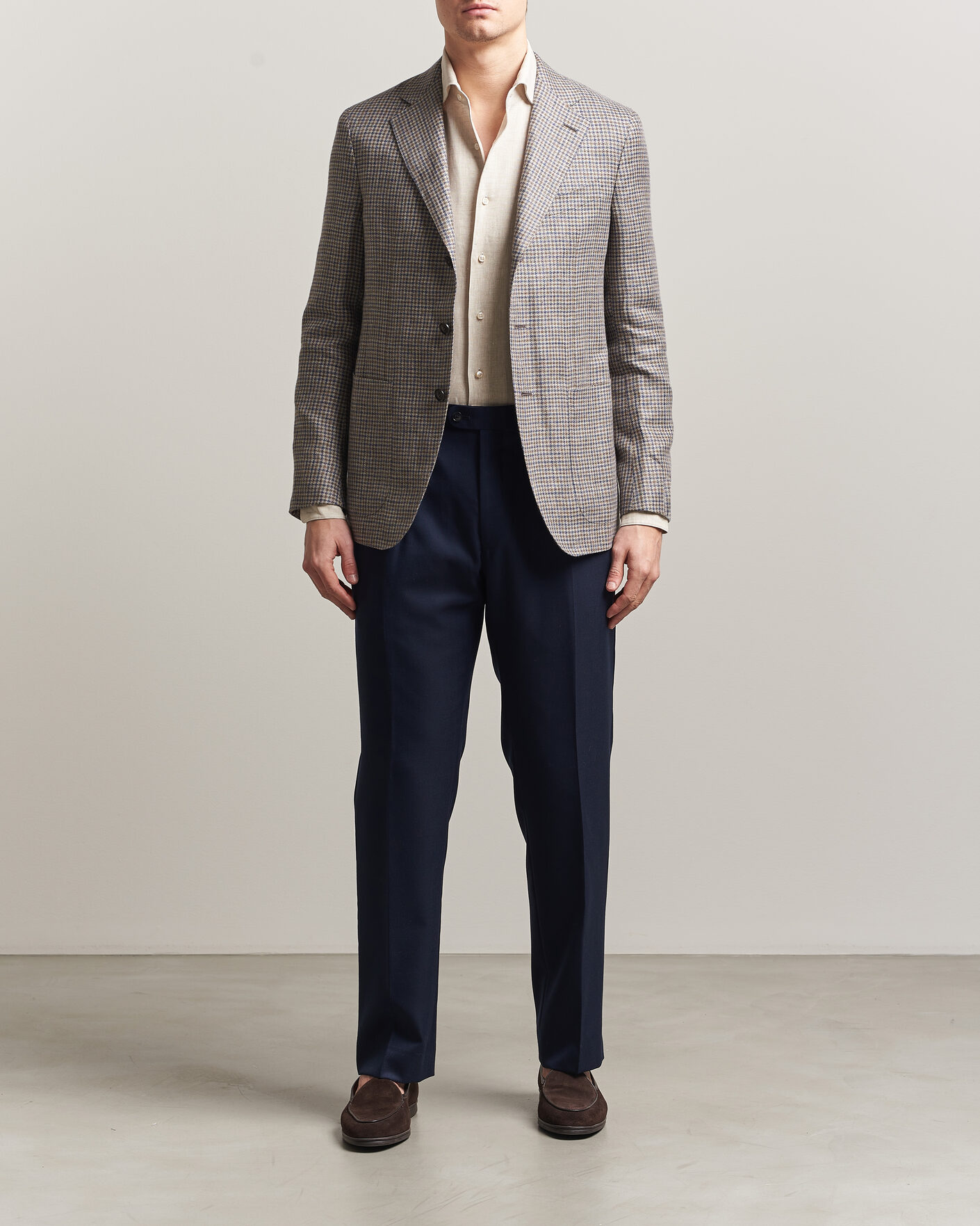 Homme | Blazers | Caruso | Aida Linen/Wool Blazer Navy/Grey Check