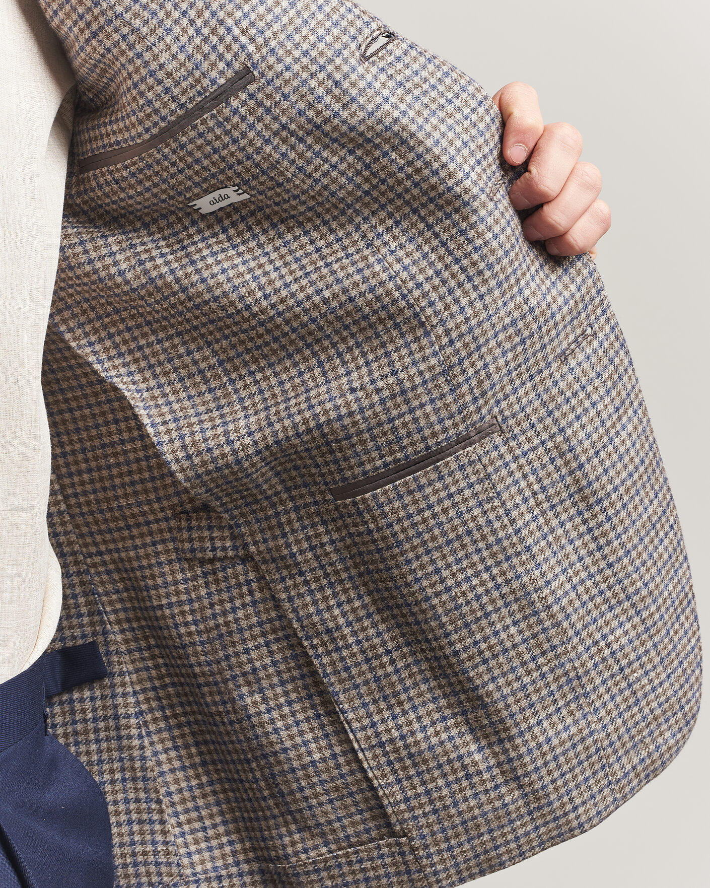 Homme | Blazers | Caruso | Aida Linen/Wool Blazer Navy/Grey Check