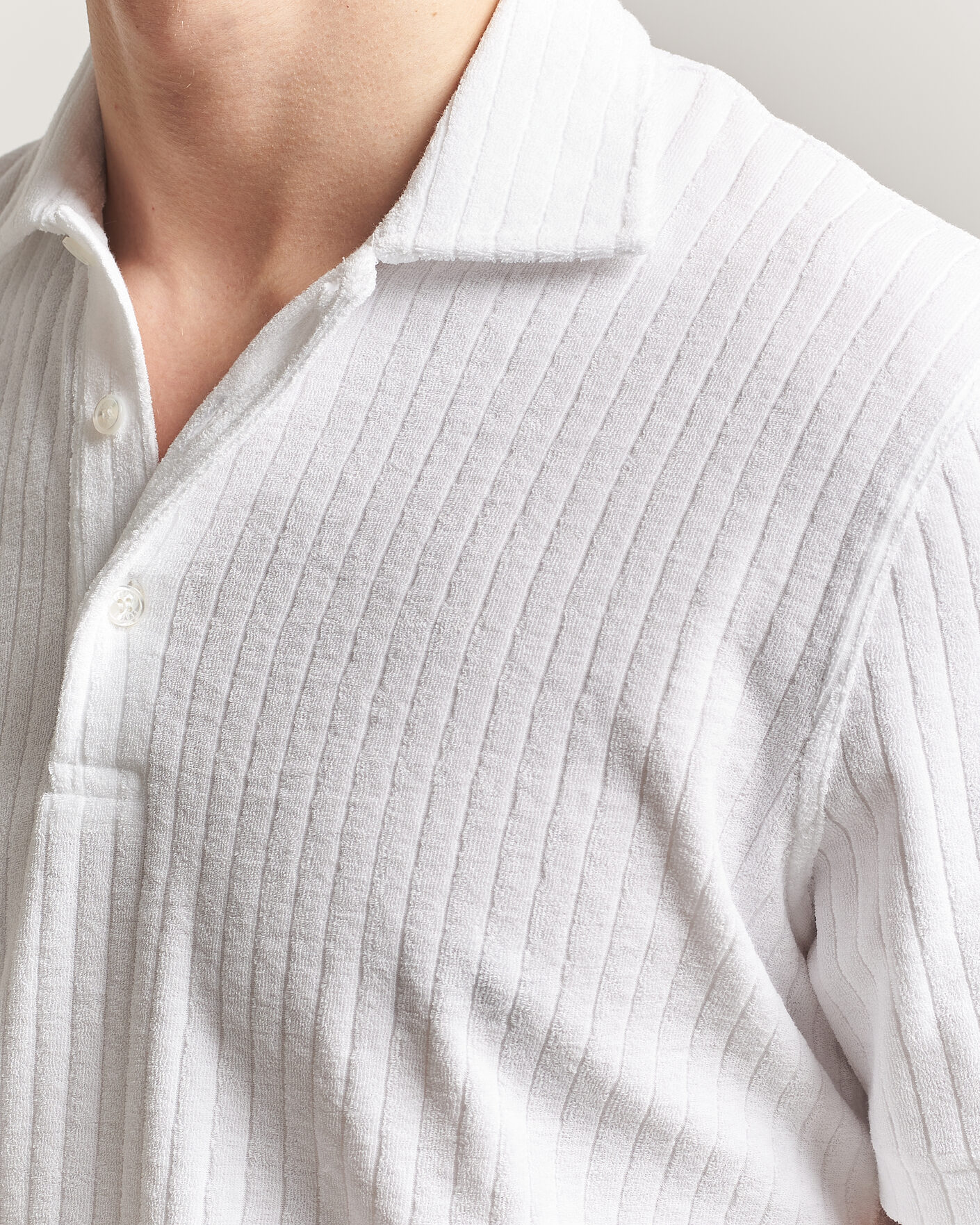 Homme | Polos | Fedeli | Rib Terry Polo White