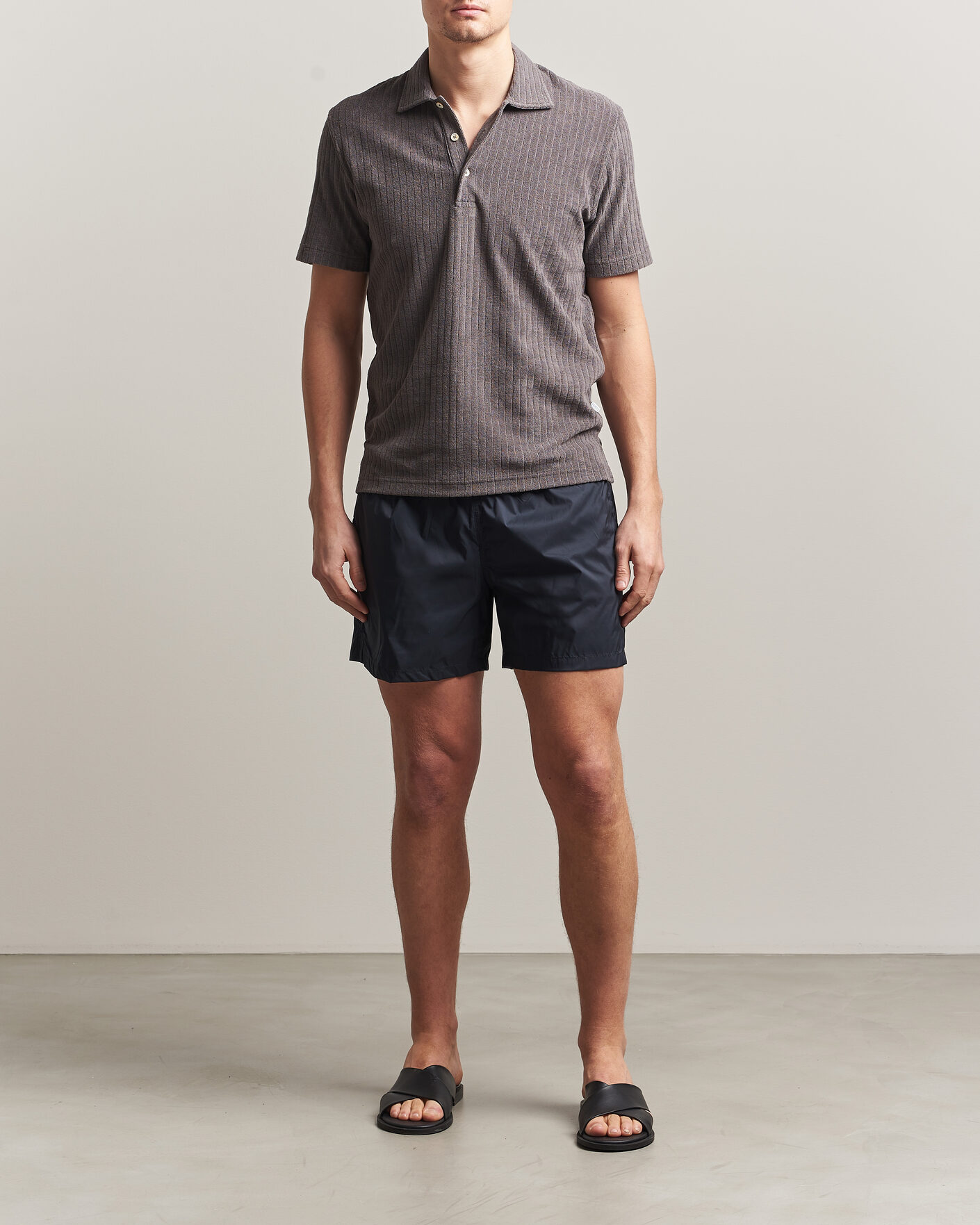 Homme | Polos | Fedeli | Rib Terry Polo Taupe