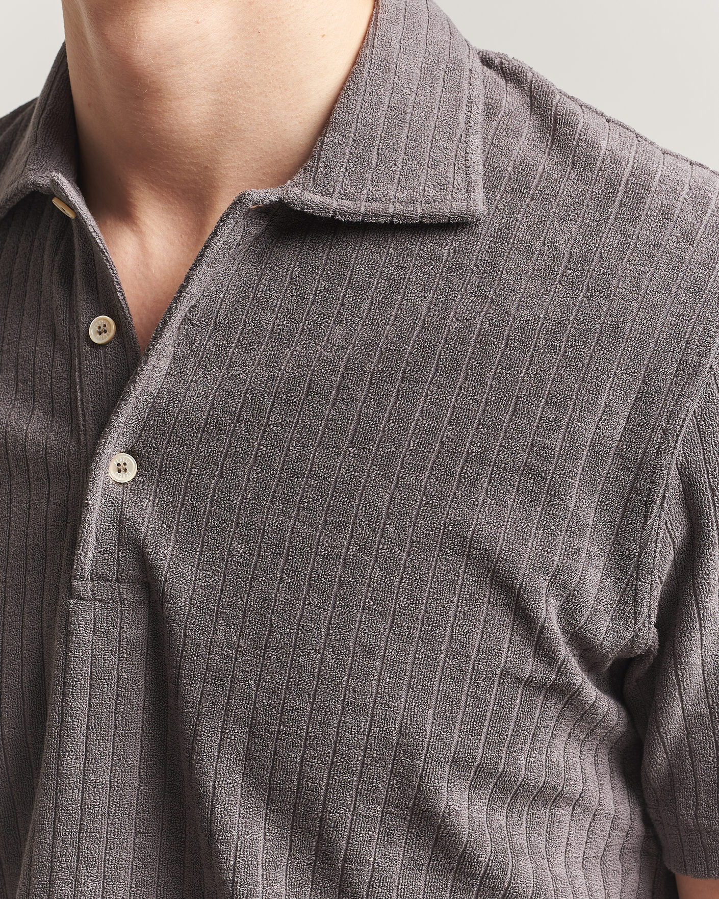 Homme | Polos | Fedeli | Rib Terry Polo Taupe