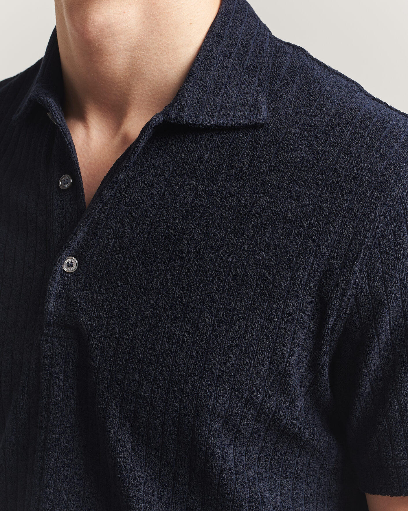 Homme | Polos | Fedeli | Rib Terry Polo Navy