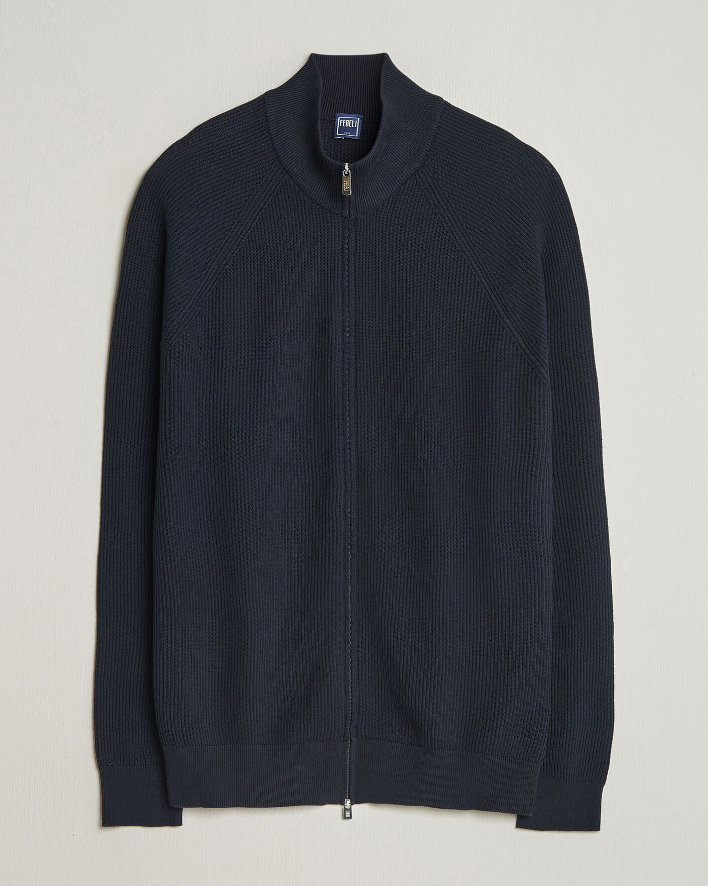 Homme | Pulls Et Tricots | Fedeli | Giza Cotton Full Zip Sweater Navy