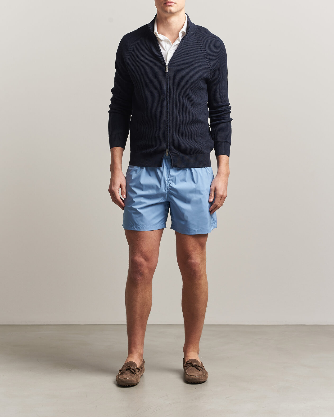 Homme | Pulls Et Tricots | Fedeli | Giza Cotton Full Zip Sweater Navy