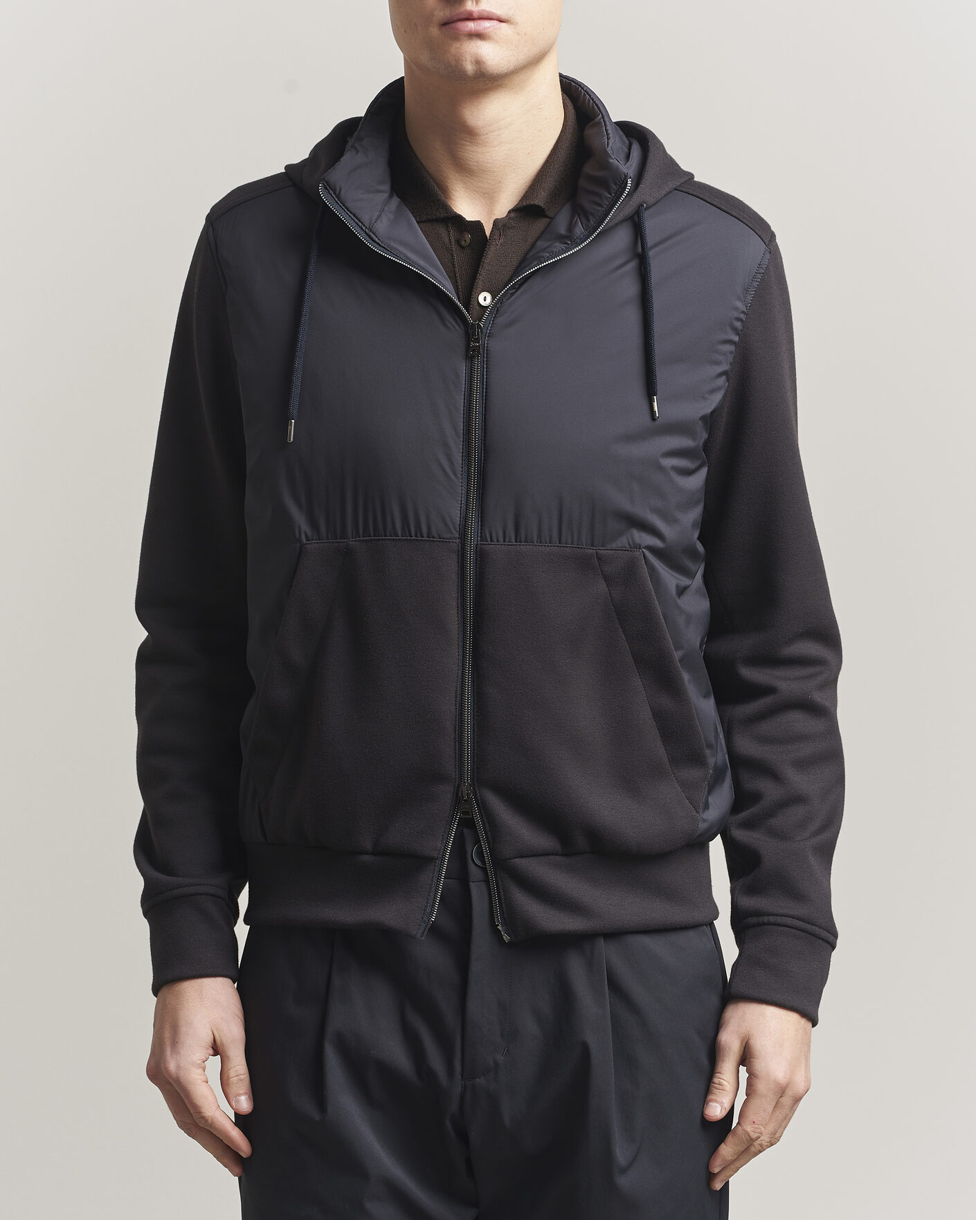 Homme | Manteaux Et Vestes | Herno | Hooded Hybrid Jacket Navy